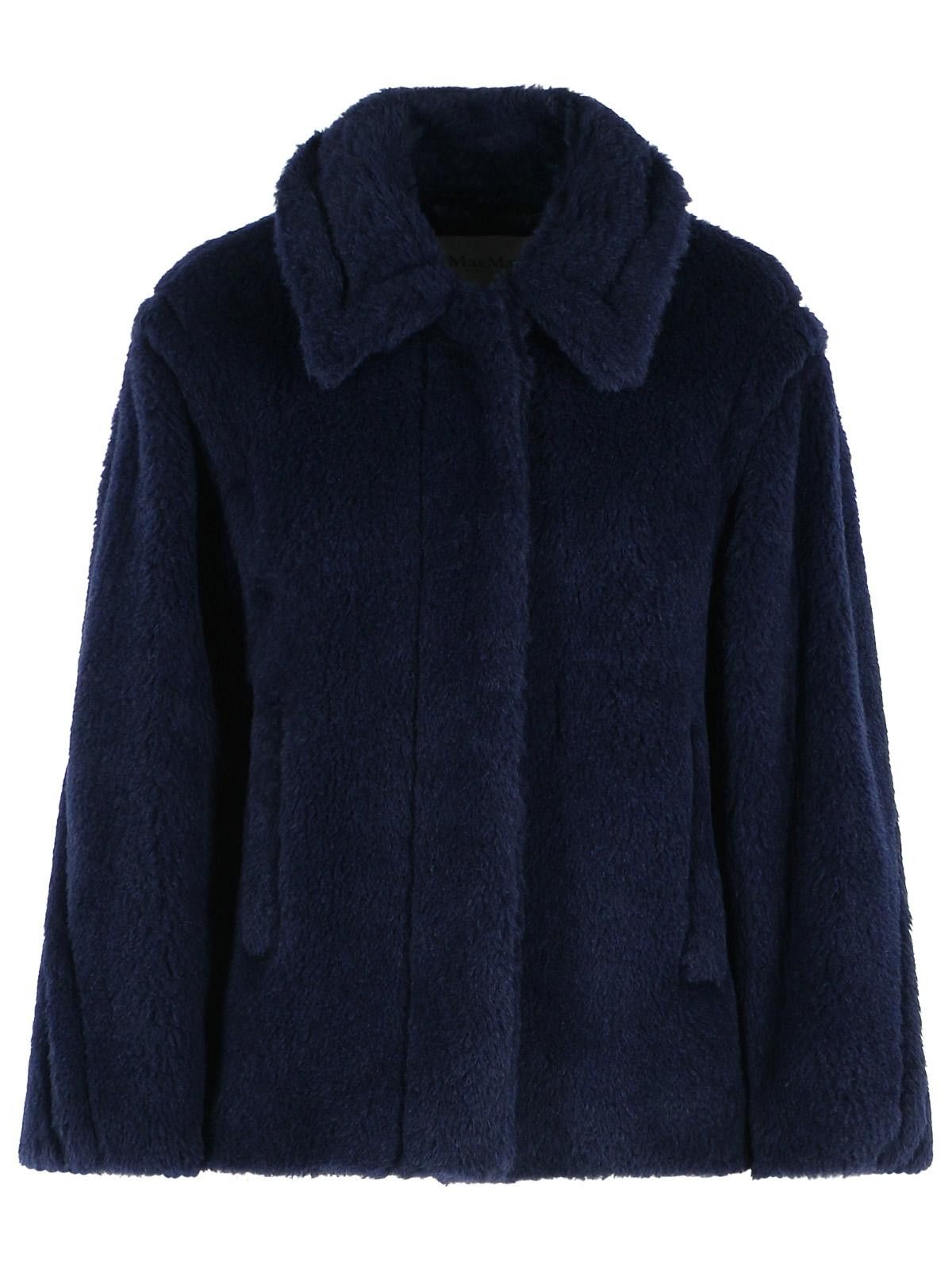 MAX MARA 'Mxmfuggito' Blue Alpaca And Wool Jacket