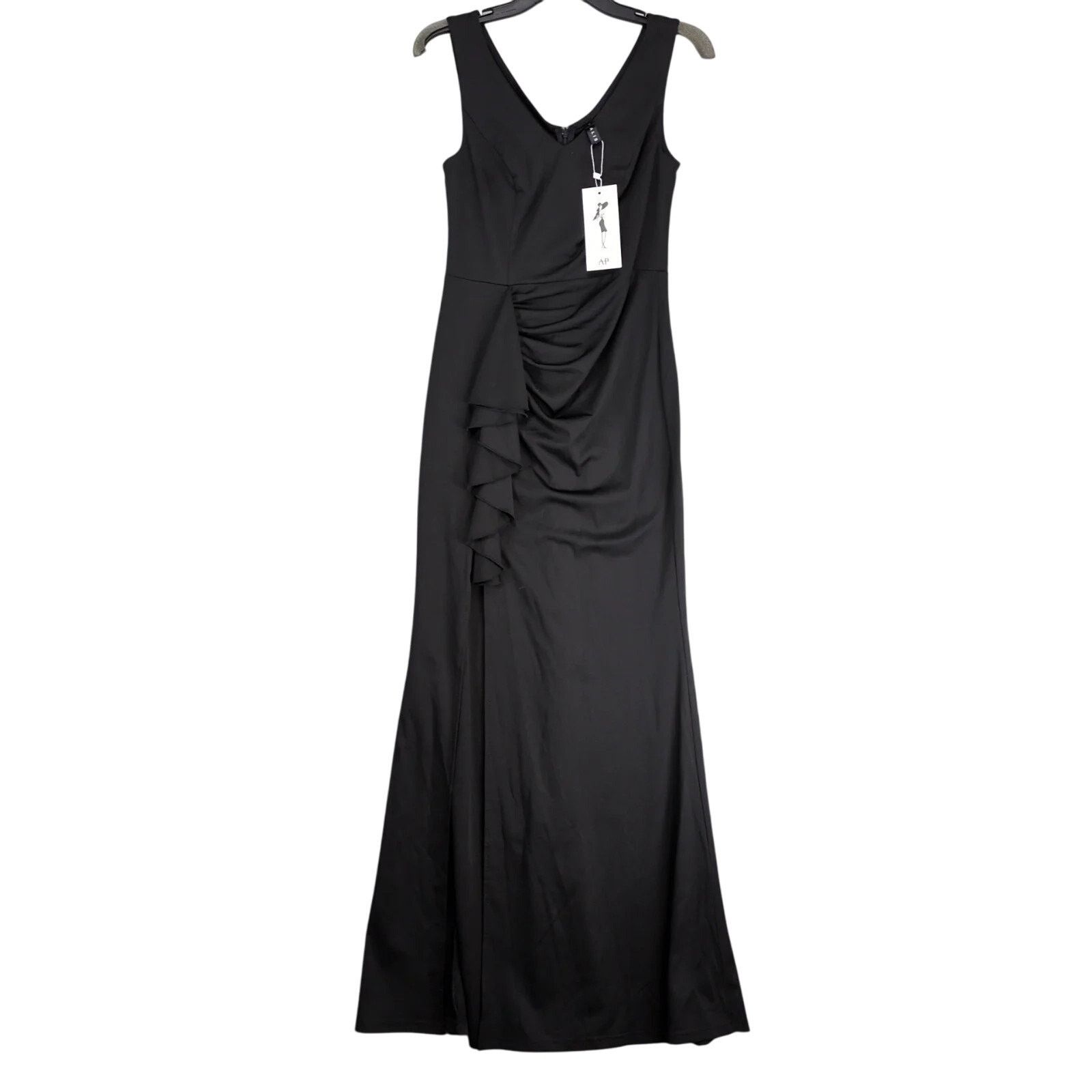Other NWT Alisa Pan Black Satin Evening Dress Sz M Formal 30" Slit Size M / US 6-8 / IT 42-44 - 1 Thumbnail