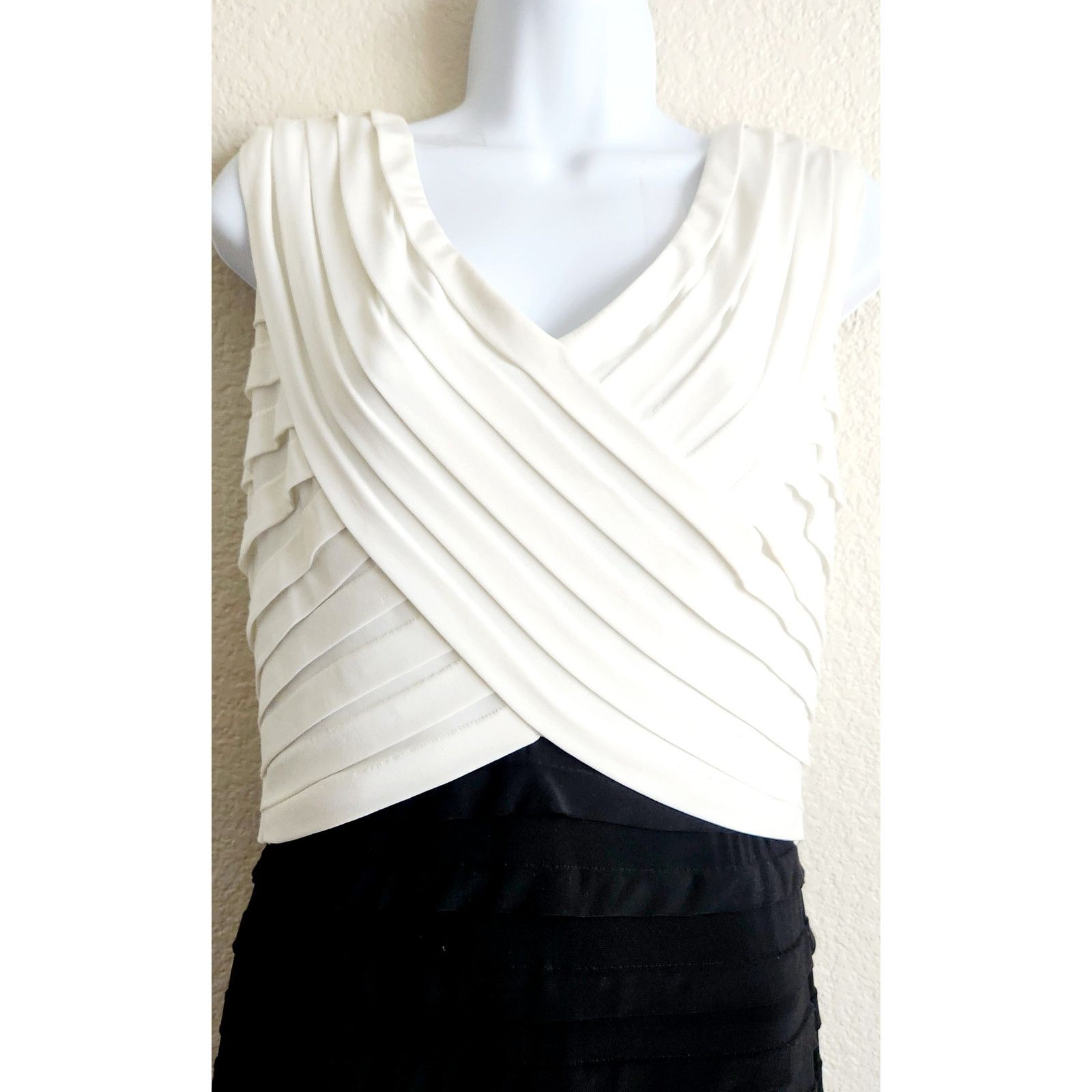 Other Adrianna Papell White Black Color Block Sleeveless Dress 14 Size XL / US 12-14 / IT 48-50 - 2 Thumbnail