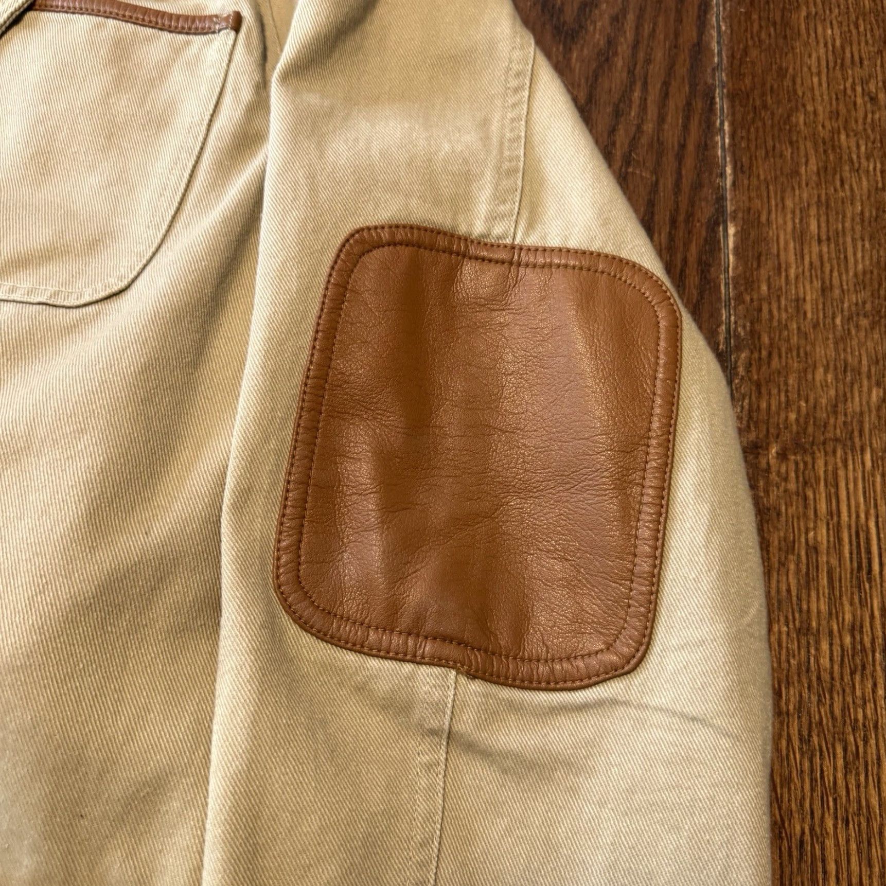 Orvis Orvis Zambezi Twill Safari Jacket Mens 42 Long Beige Hunting Field Blazer Patch Size 42R - 3 Thumbnail
