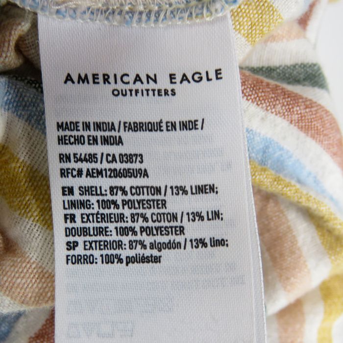 American Eagle Outfitters AE High-Waisted Striped Button Front Paperbag ...