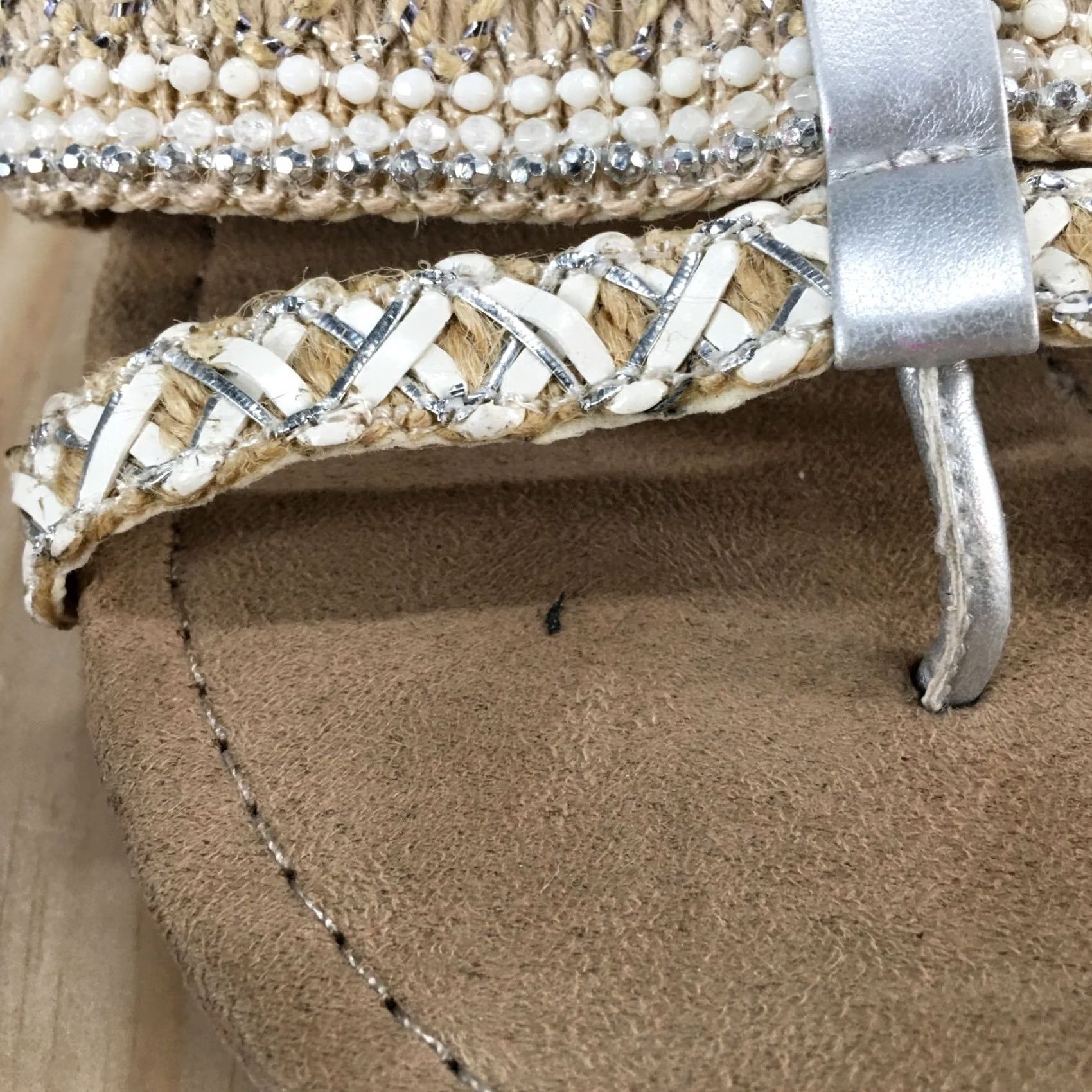 Vintage BKE Sole Sandals Women 9 Tan Loud Beaded Braided Cork Wedge Platform Summer Sandals Size US 9 / IT 39 - 7 Thumbnail