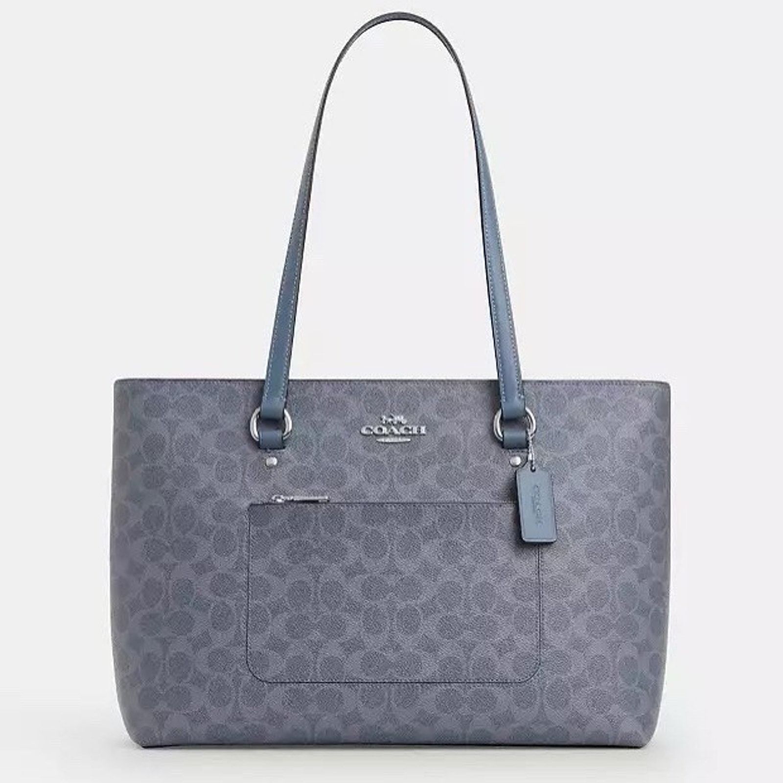Coach NWT COACH Station Tote Bag Canvas Silver/Chambray CCD69 Size ONE SIZE - 7 Thumbnail