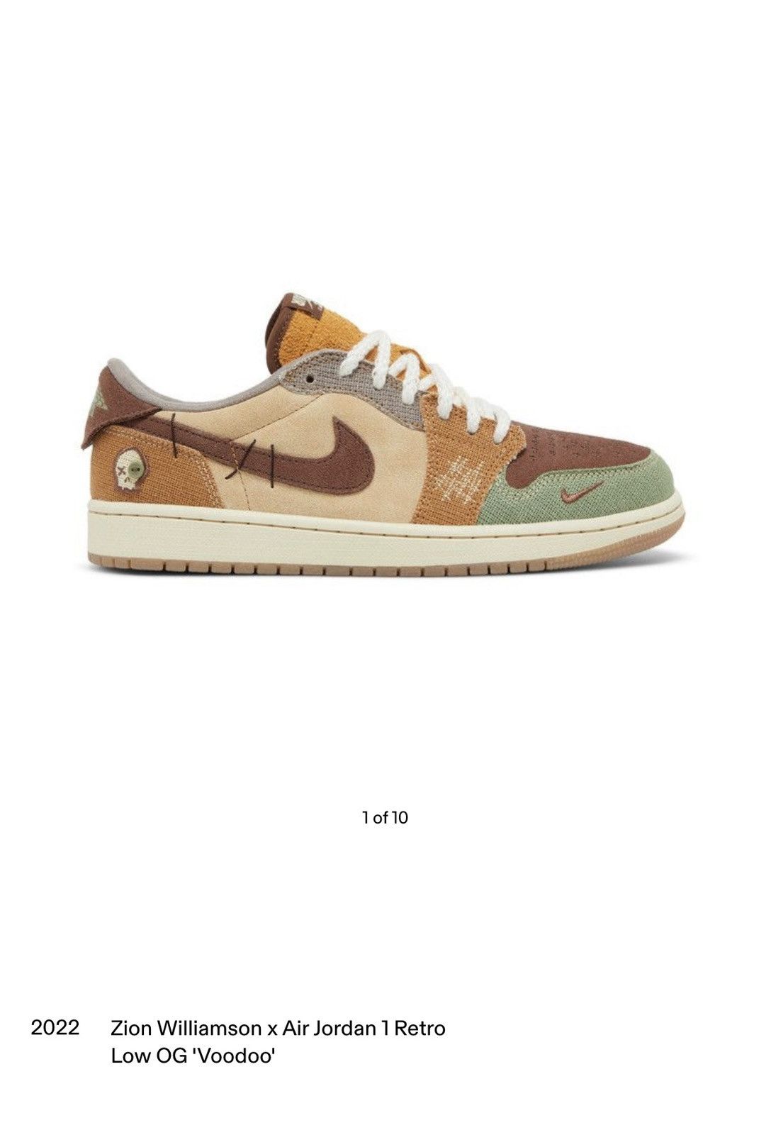 Nike Zion Williamson x Air Jordan 1 Retro Low OG 'Voodoo' Size US 7.5 / EU 40-41 - 1 Thumbnail