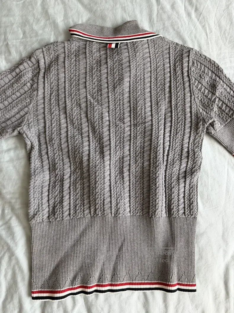 Thom Browne Thom Browne Gray Knit Short Sleeve Polo Shirt Size XS / US 0-2 / IT 36-38 - 7 Thumbnail