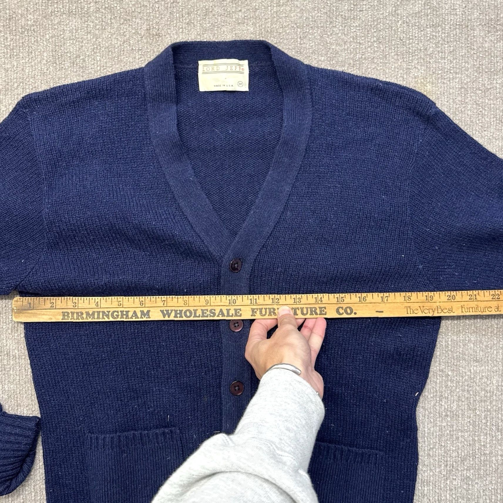 Vintage VINTAGE Lord Jeff Cardigan Sweater Mens M Orlon Acrylic Navy Button Up Size US M / EU 48-50 / 2 - 6 Thumbnail