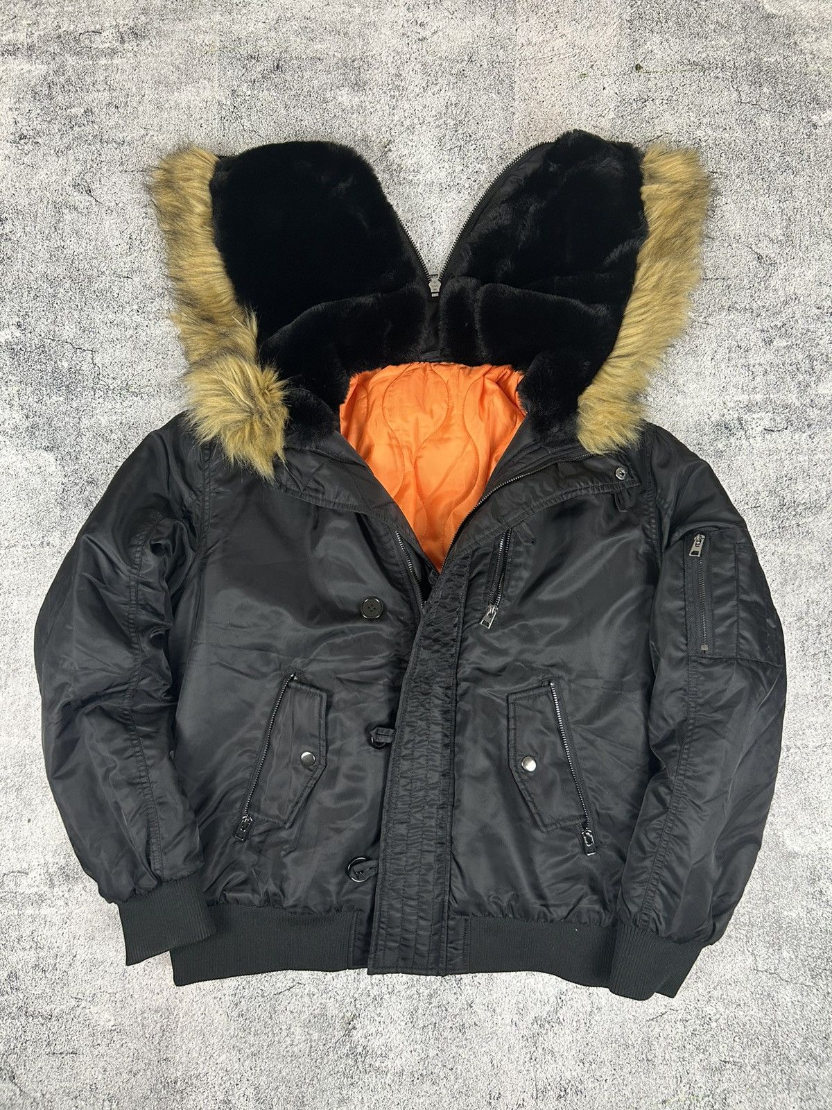 Y2K double zip fur bomber flight ジャケット Y2K double zip fur bomber flight jacket