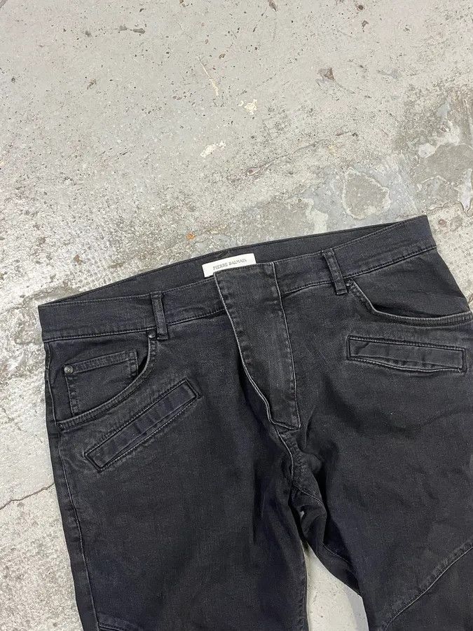 Pierre Balmain 2010s Pierre Balmain Black Biker Denim Jeans Size US 34 / EU 50 - 6 Thumbnail