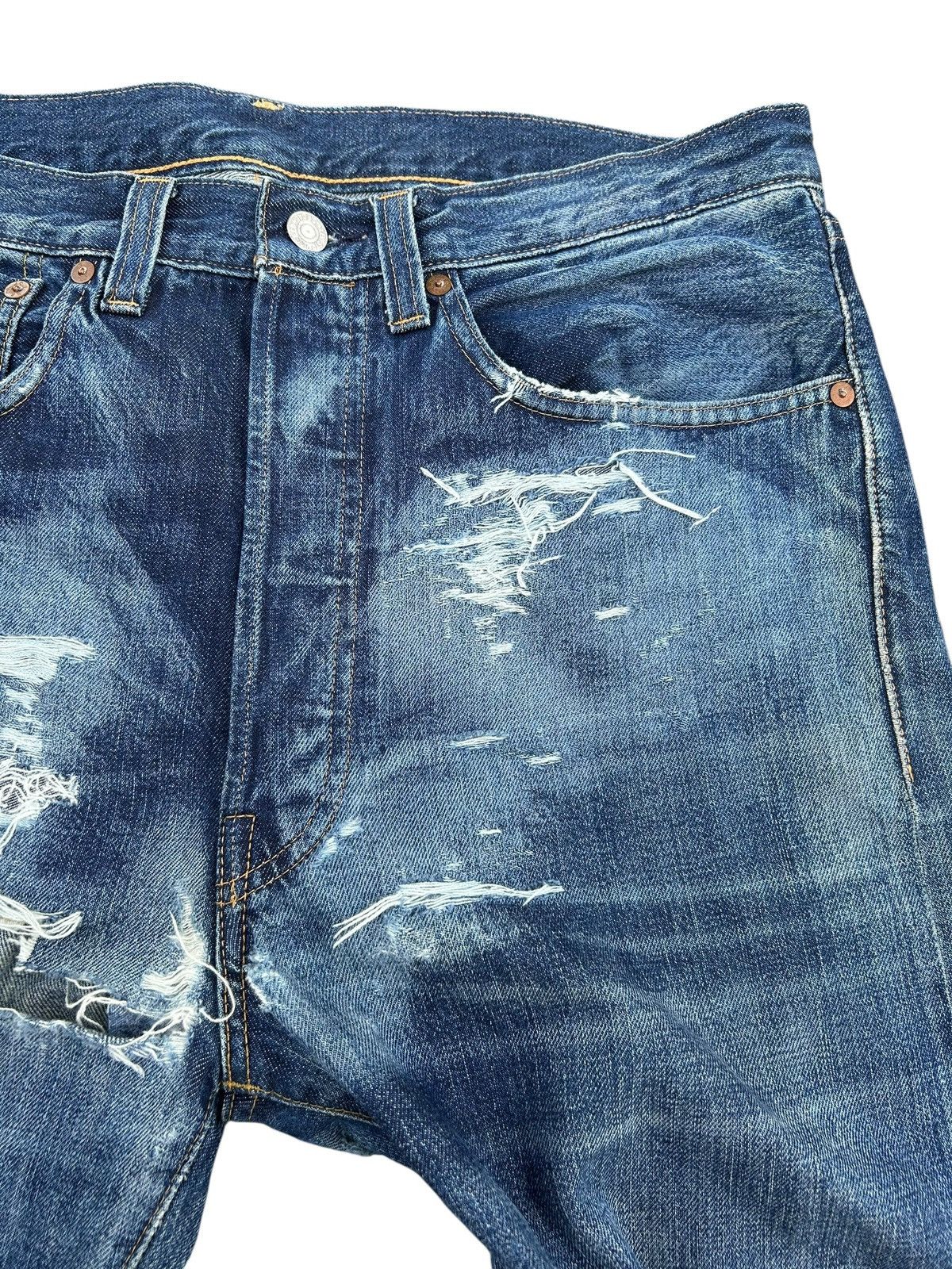 Kapital Thrashed Levis 501XX Big E Selvedge Distressed Denim Jeans Size US 35 - 6 Thumbnail