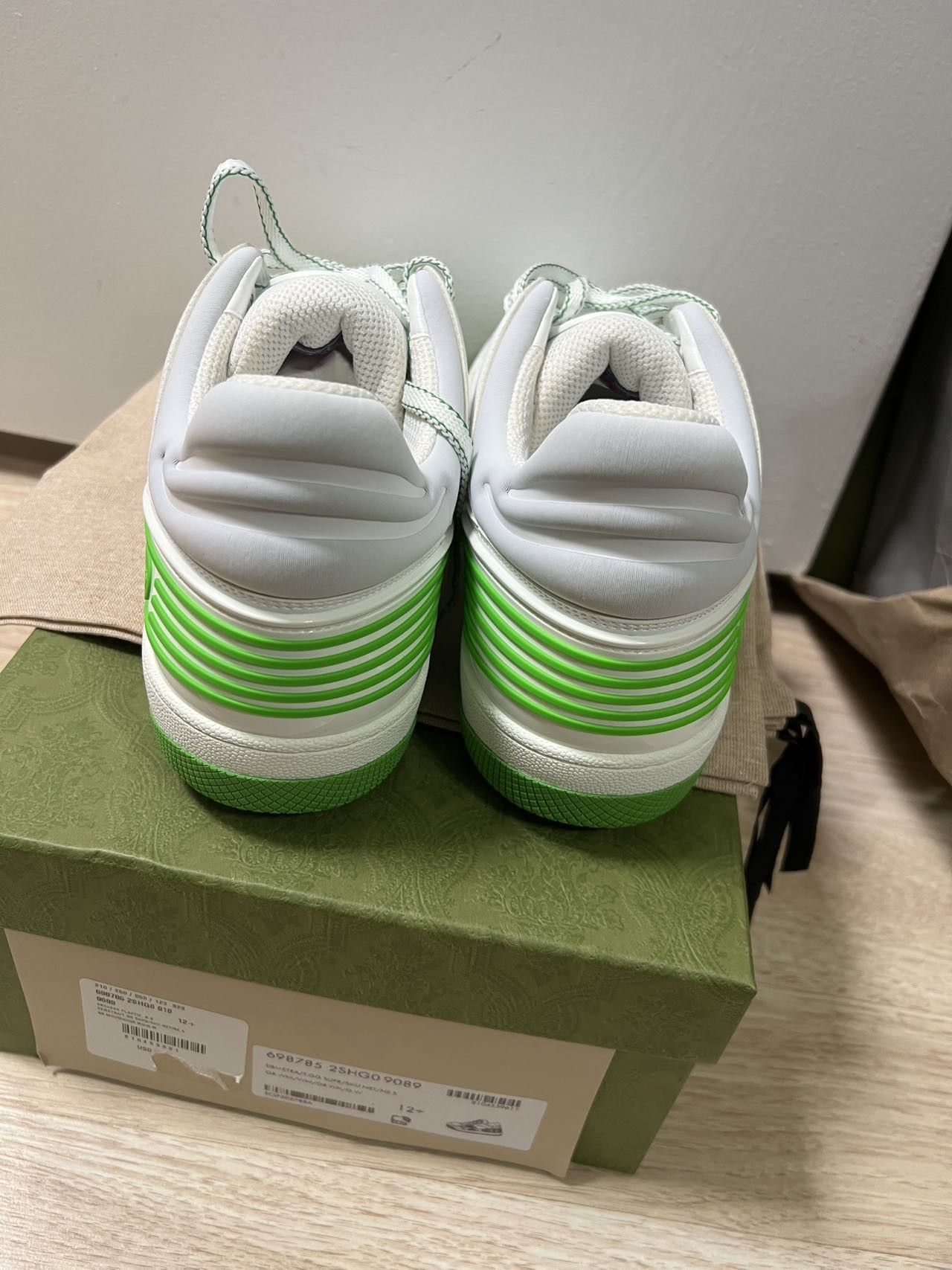 Gucci MEN Gucci Basket Low White Demetra Green Size US 13 / EU 46 - 2 Thumbnail