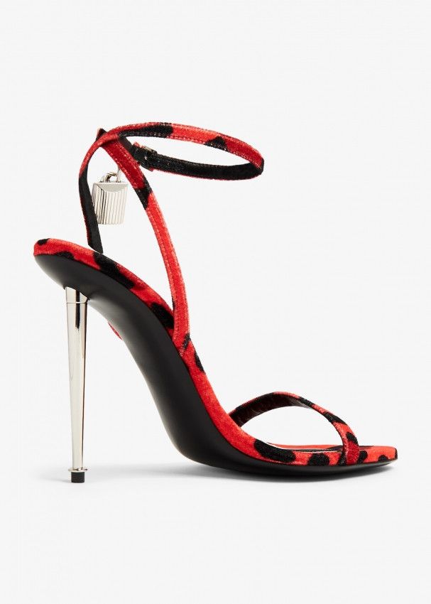 Tom Ford o1w1db11224 W2272 Padlock Naked Sandals in Red Black Size US 7.5 / IT 37.5 - 3 Thumbnail