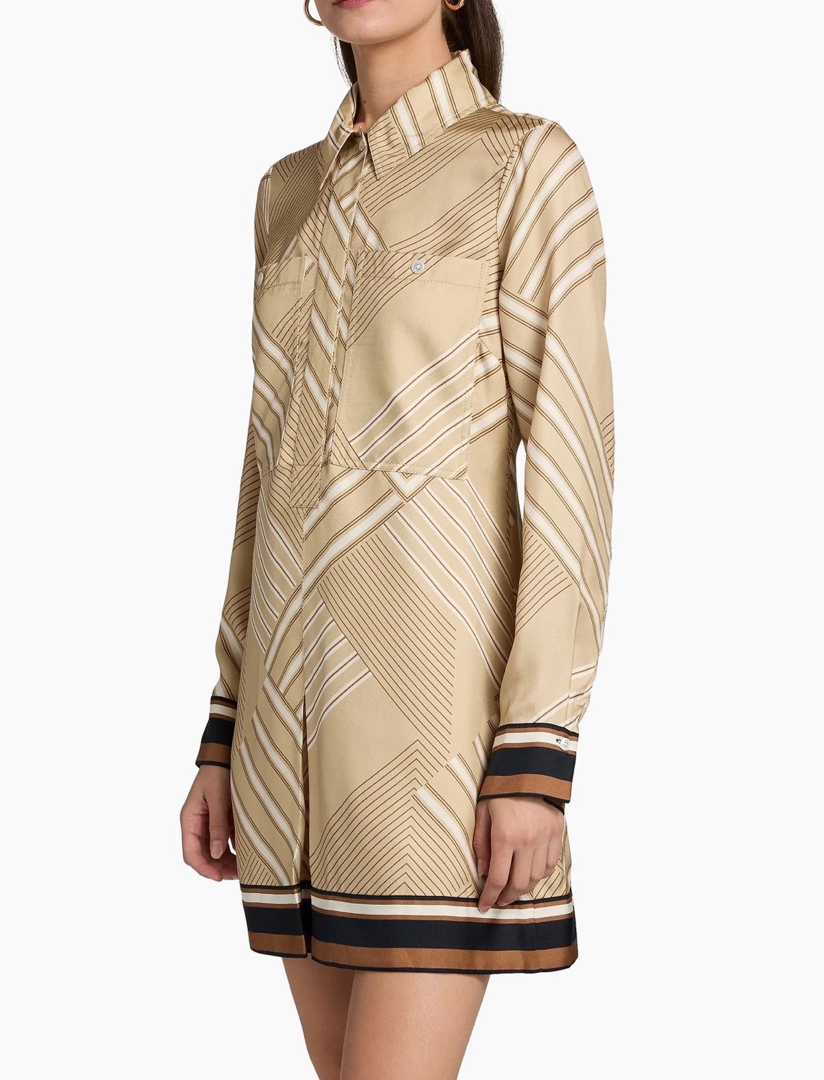 Veronica Beard Veronica Beard Pryce Striped Silk-Blend Shirtdress size 10 Size L / US 10 / IT 46 - 5 Thumbnail