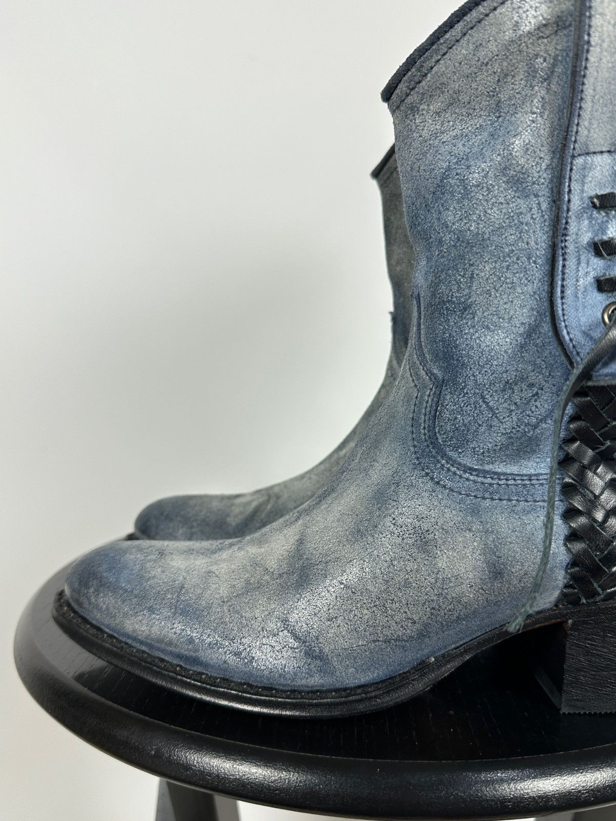 Sendra Sendra Dr.Adams Blue Leather Cowboy Biker Ankle Boots Size US 6 / IT 36 - 16 Thumbnail