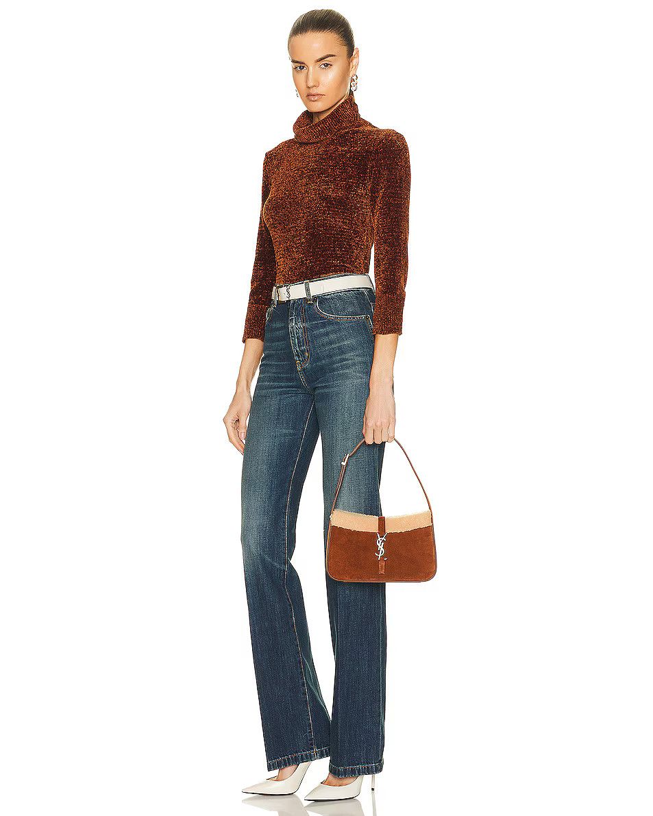 Saint Laurent Paris o1bcso1str0325 Size: OS/Le 5 A 7 In Suede Shearling in Brown Size ONE SIZE - 6 Thumbnail
