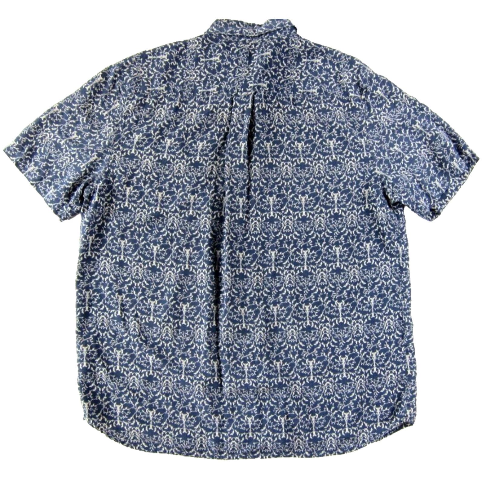 Nat Nast Nat Nast Shirt Men Large 100% Silk Blue White Floral Button Down Short Sleeve Size US L / EU 52-54 / 3 - 2 Thumbnail