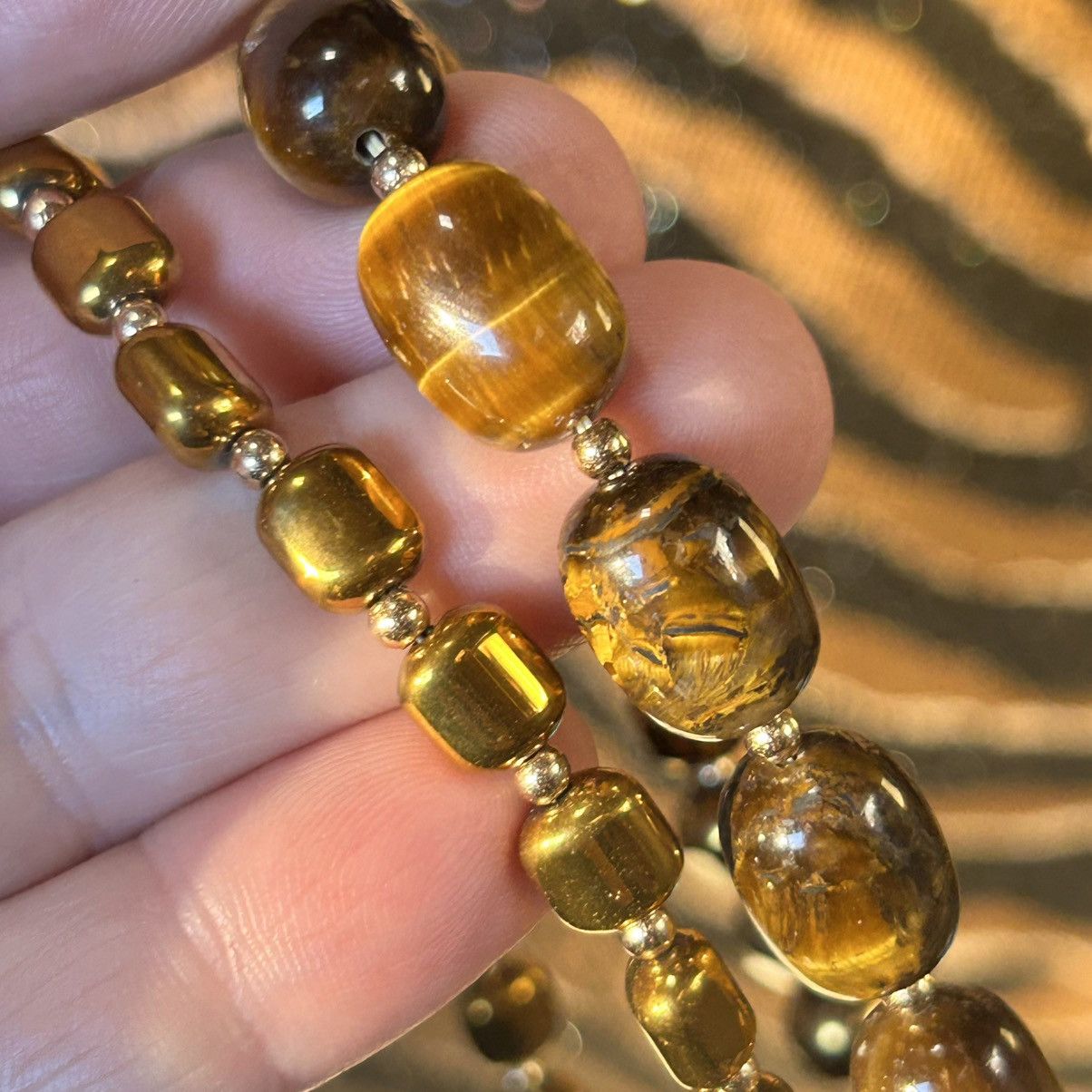 Handmade Handcrafted double strand oil slick di-cut glass necklace Size ONE SIZE - 6 Thumbnail