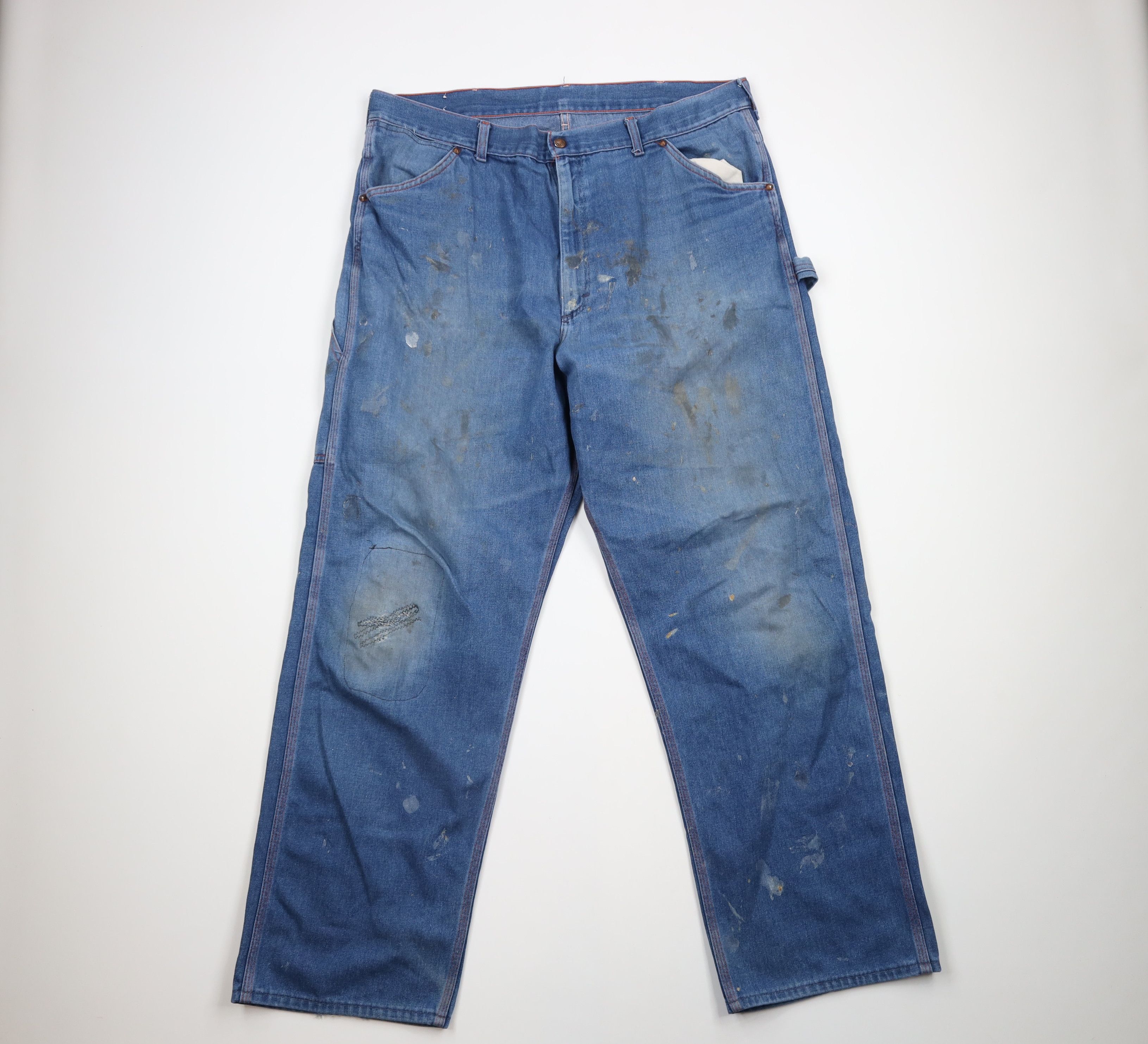 Vintage 90s Big Mac Wide Leg Dungaree Denim Jeans Blue USA