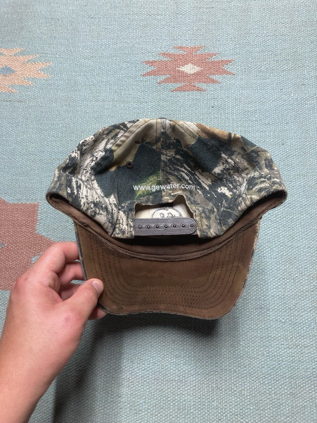 Vintage SnapBack hat camo General Electric mossy oak hunting canvas Size ONE SIZE - 4 Thumbnail