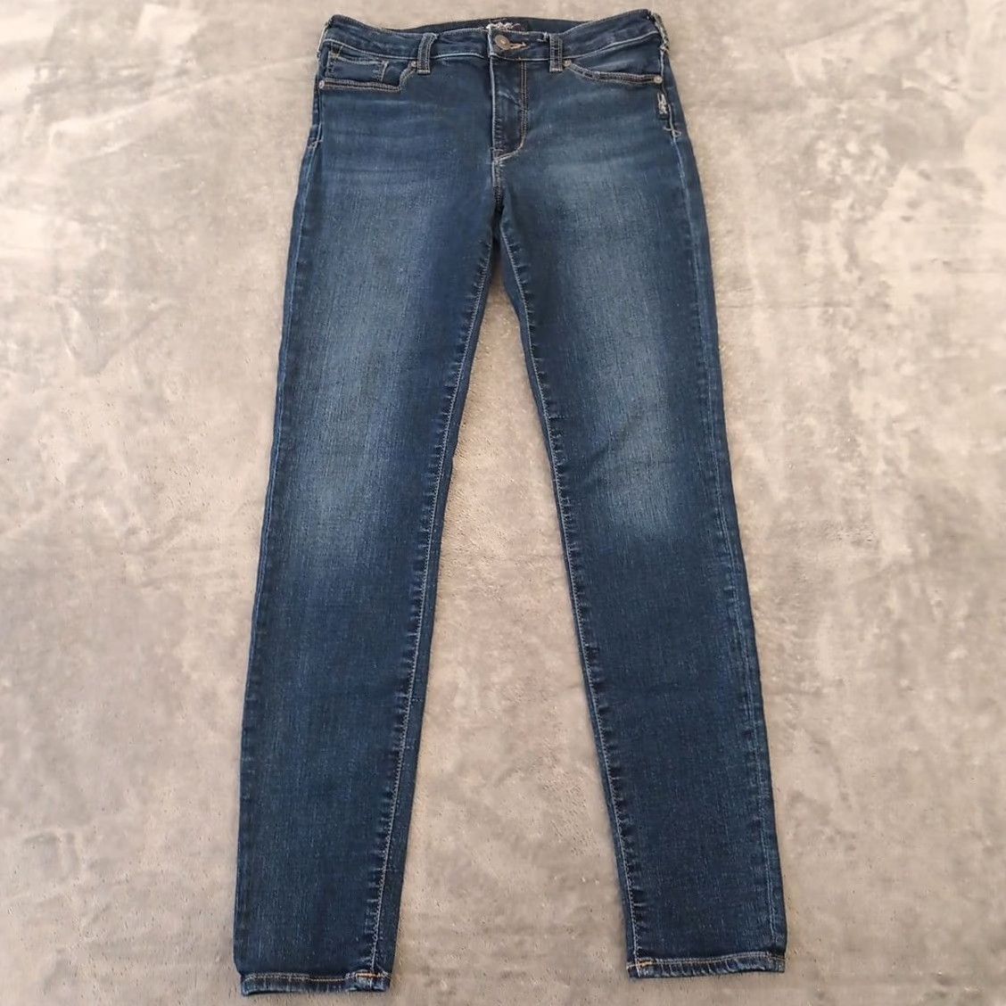 Silver Jeans Co. Silver Jeans Jeans Womens Size 28 Blue Dark Wash Skinny Mid Rise 28x28 Stretch Denim 5-Pocket Mens Womens Girls" Size 28" / US 6 / IT 42 - 2 Thumbnail