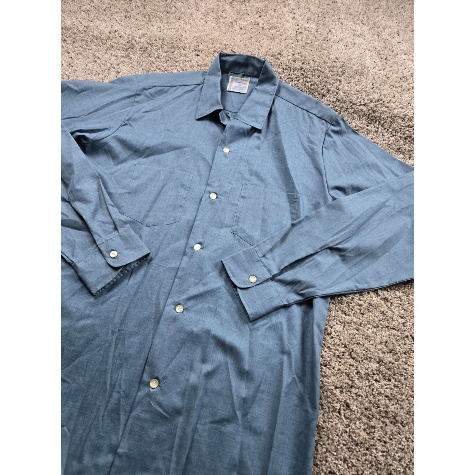 Vintage VINTAGE TownCraft Shirt Mens Medium Blue Long Sleeve Loop Collar Pockets 60s Rockabilly Size US M / EU 48-50 / 2 - 2 Thumbnail