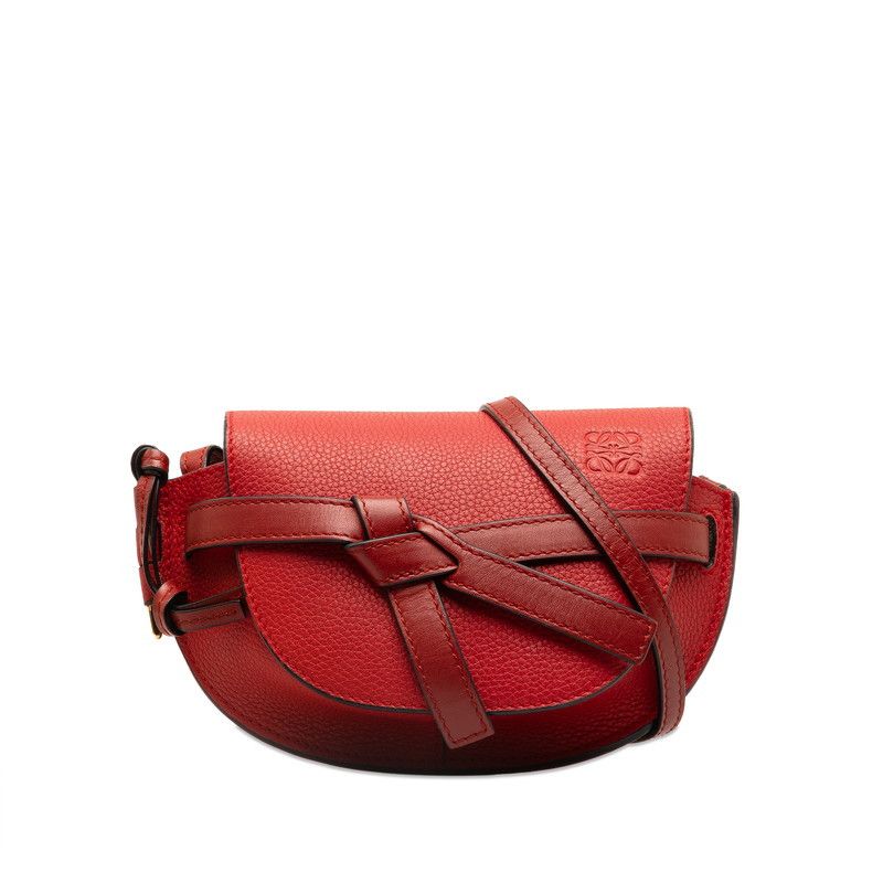 image of Loewe Mini Gate Leather Belt Bag in Red, Women's