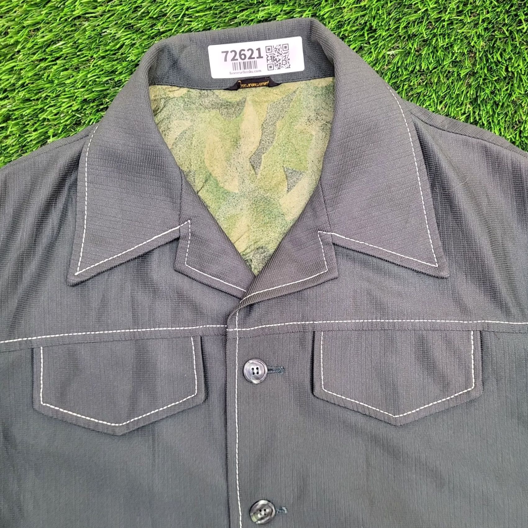 Vintage VINTAGE 70s Safari Chore Coat Jacket S/M 21x30 Dagger Collar Scovill Zip Navy Blue Nylon Knit 40 in Chest Mens Jacket Size US M / EU 48-50 / 2 - 2 Thumbnail