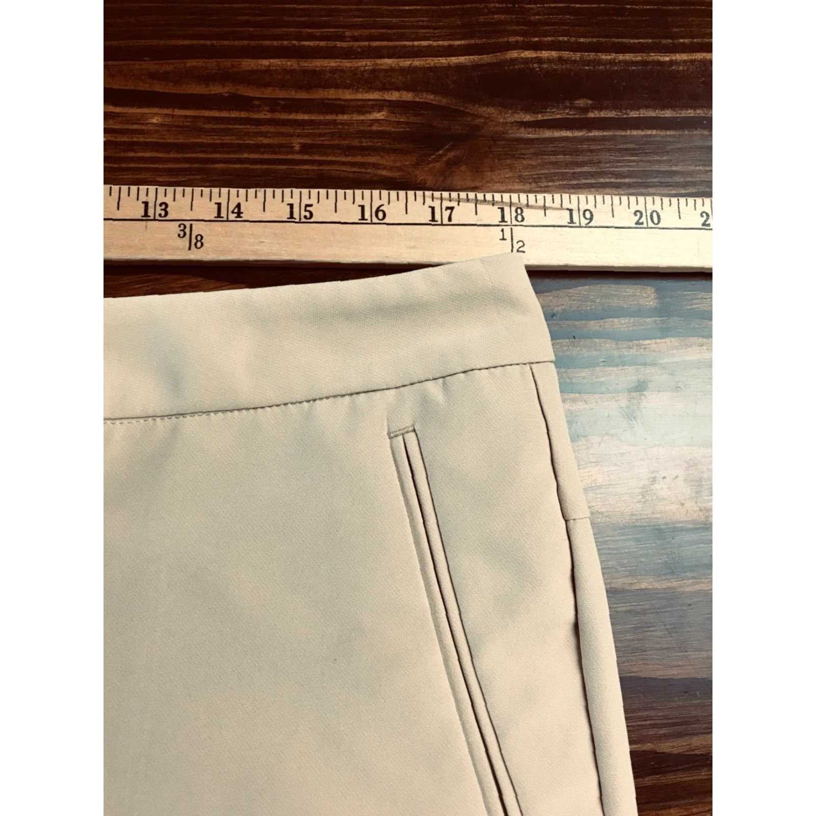 Vintage josh & arielle Women's Pants Cropped Dress Pants Straight Leg 14 Ivory Cream Size 36" / US 14 / IT 50 - 3 Thumbnail
