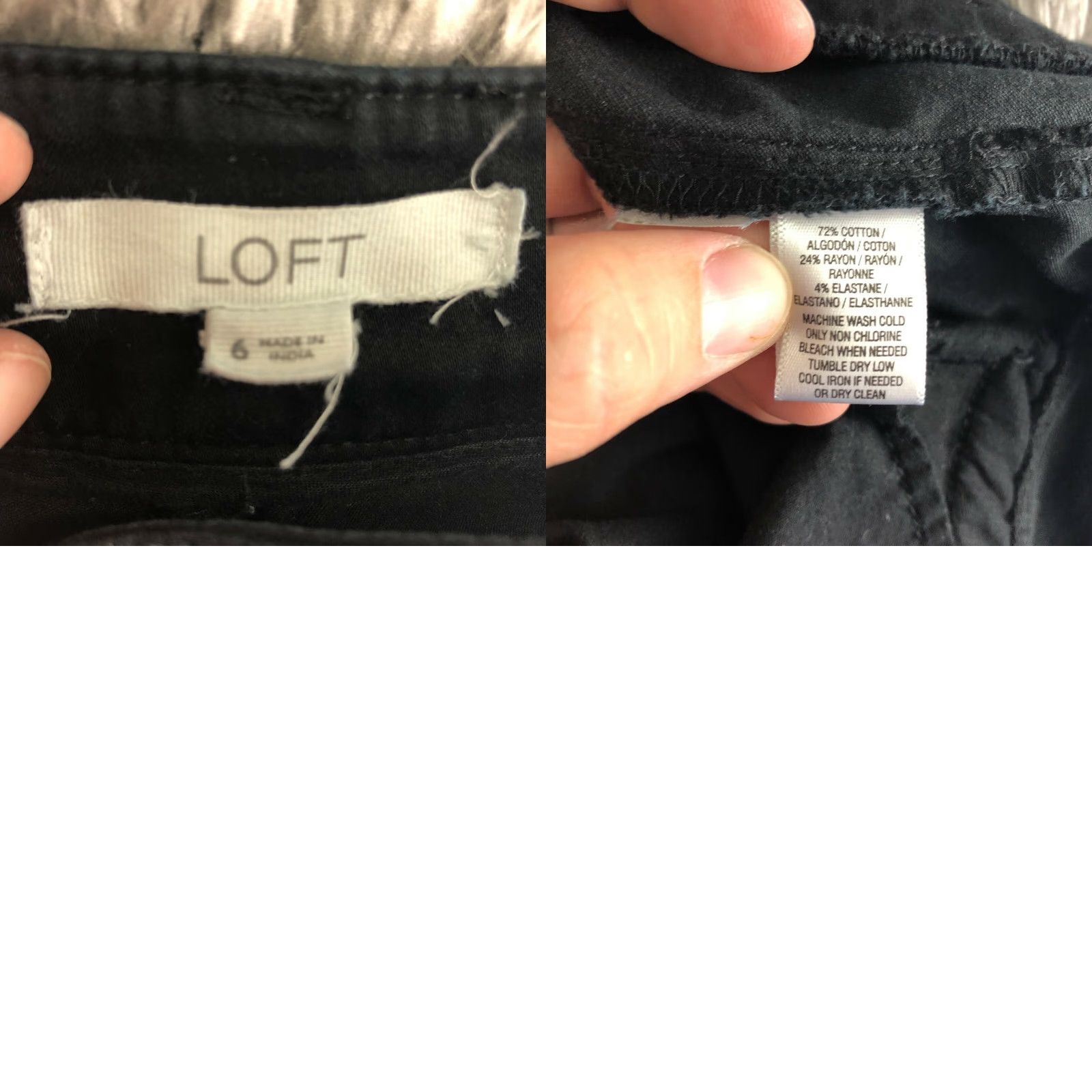 Ann Taylor LOFT Womens Size 6 Mid Rise Straight Leg Black Pants Dress Pants Cotton Denim Classic Solid Logo Zip Inseam 29 in Mens? Size 28" / US 6 / IT 42 - 8 Thumbnail