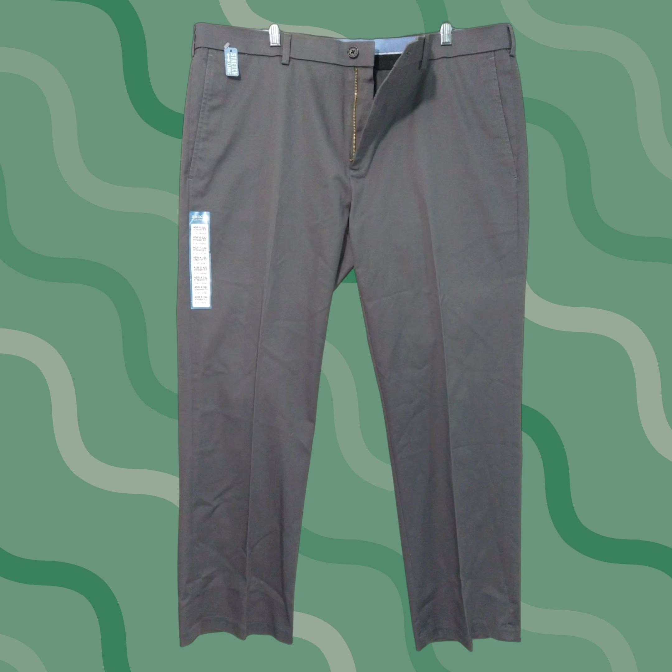 Haggar Haggar Pants Mens 40x32 Gray Premium Khaki No Iron Straight Fit Flat Front Pants Mens Regular Gray City Preppy Size US 40 / EU 56 - 1 Thumbnail