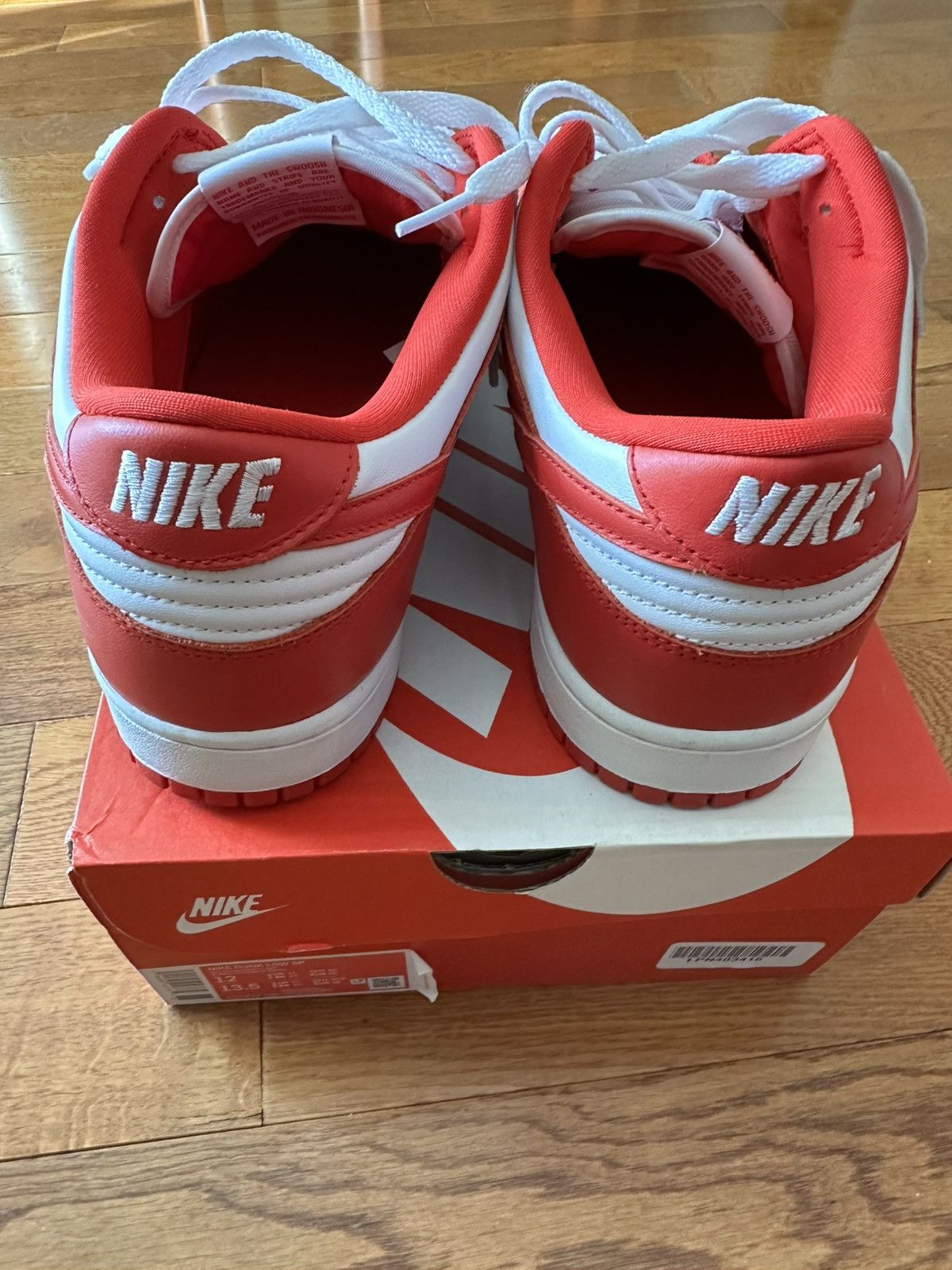 Nike Dunk Low White Red Size US 12 / EU 45 - 6 Thumbnail