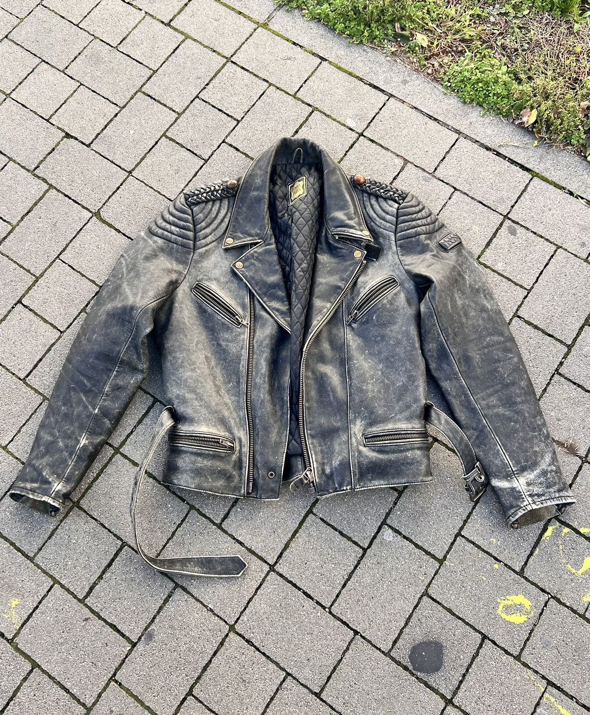 Japanese Brand Real Leather Faded black biker jacket archive avant garde Size US L / EU 52-54 / 3 - 1 Thumbnail