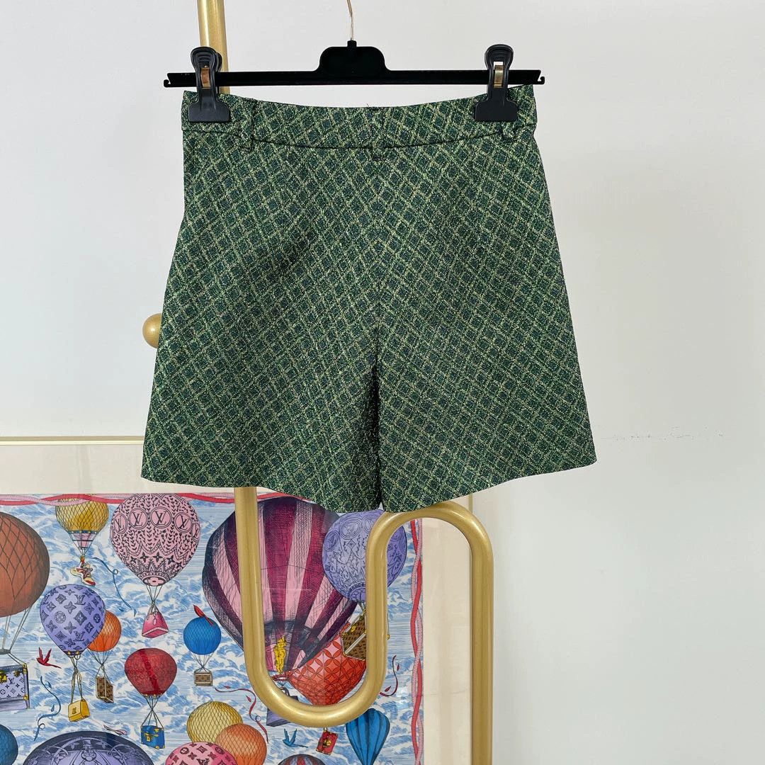 Dolce & Gabbana Dolce&Gabbana Green Quilted Shorts 36 Size 25" / US 0 / IT 36 - 2 Thumbnail