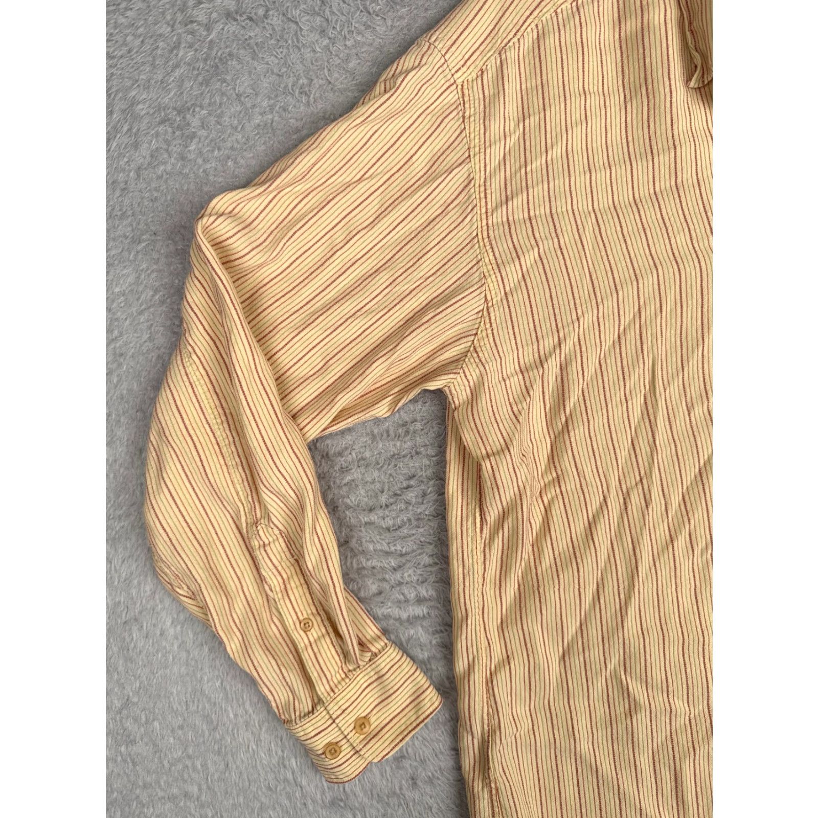 Tommy Bahama Tommy Bahama Shirt Men Large Yellow Button-Up Vertical Stripe 100% Tencel Slim Fit Casual Beach Aloha Size US L / EU 52-54 / 3 - 3 Thumbnail