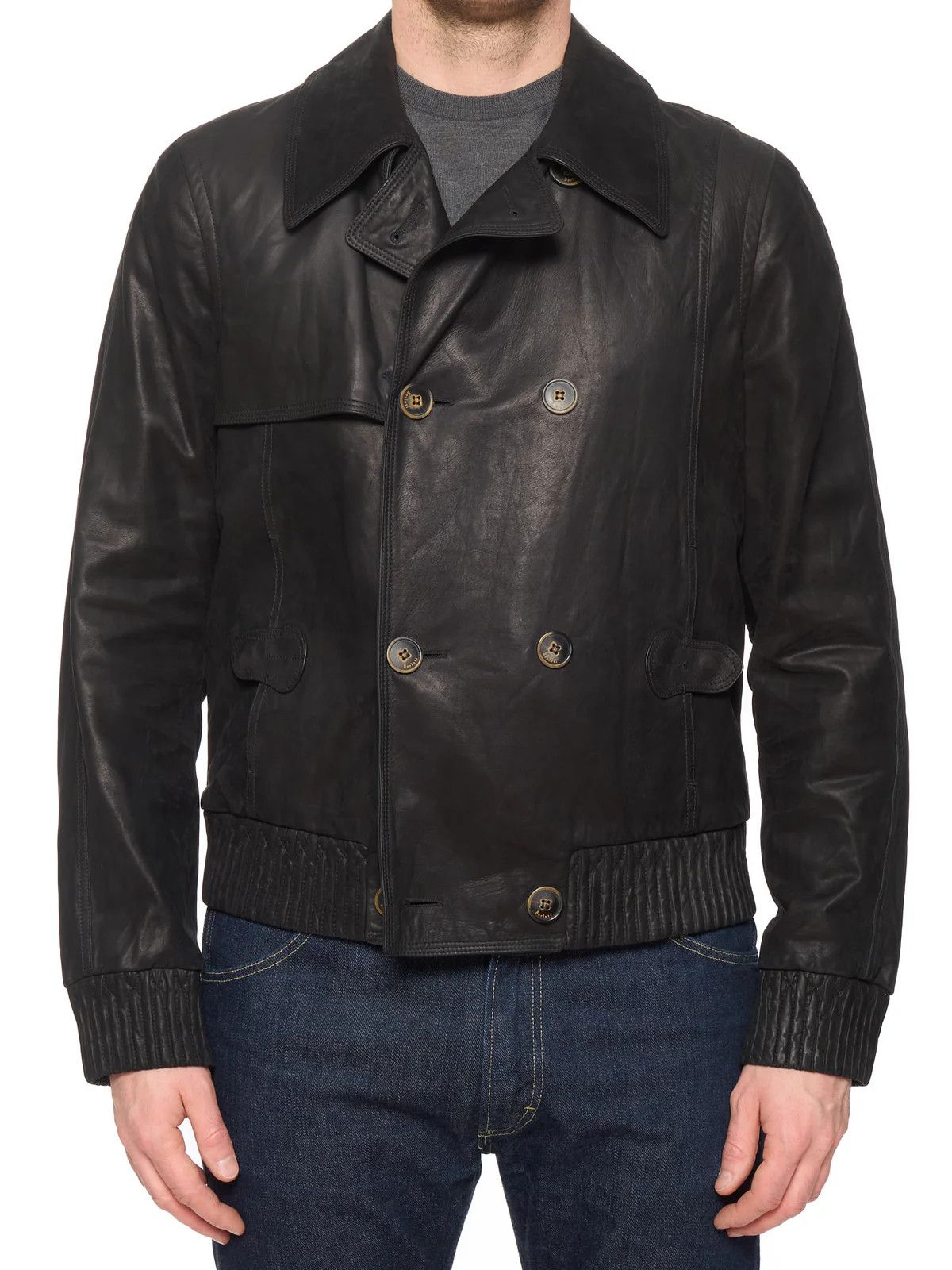 Berluti BERLUTI Paris Black Calfskin Double Breasted Leather Jacket Size US M / EU 48-50 / 2 - 1 Thumbnail