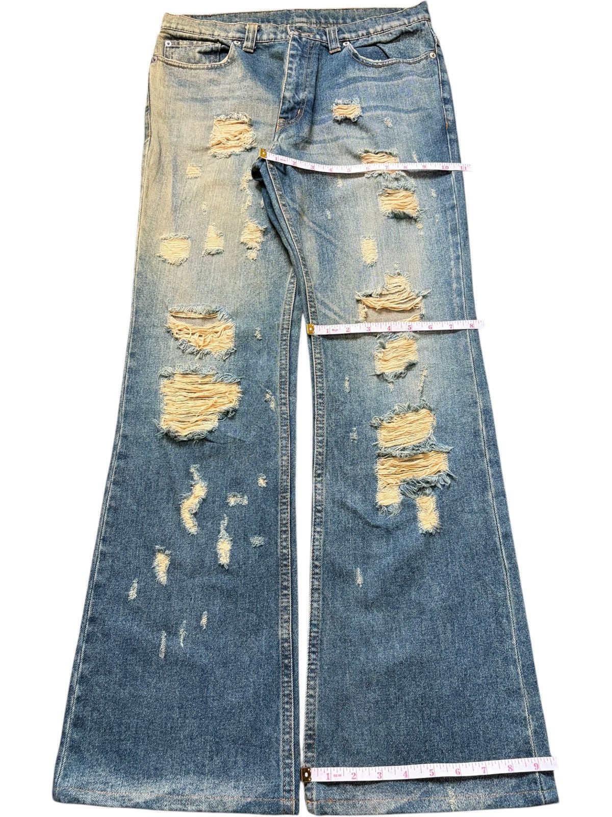 If Six Was Nine Vintage Japanese Brand Rusty Wash Distress Flare Jeans Size 31" - 8 Thumbnail