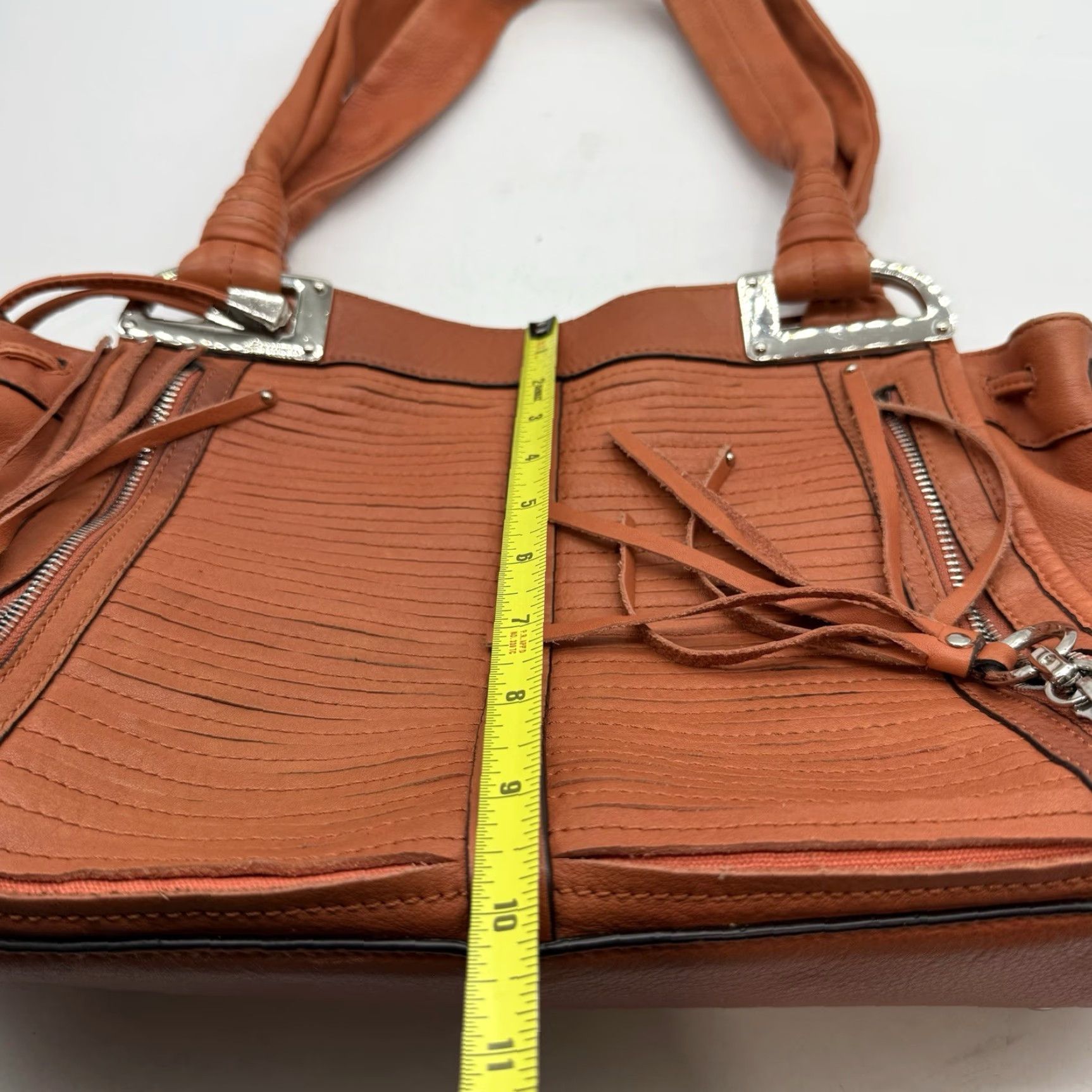 Doublet B. Makowsky Womens Orange Leather Shoulder Bag Medium Black Hardware Size ONE SIZE - 2 Thumbnail