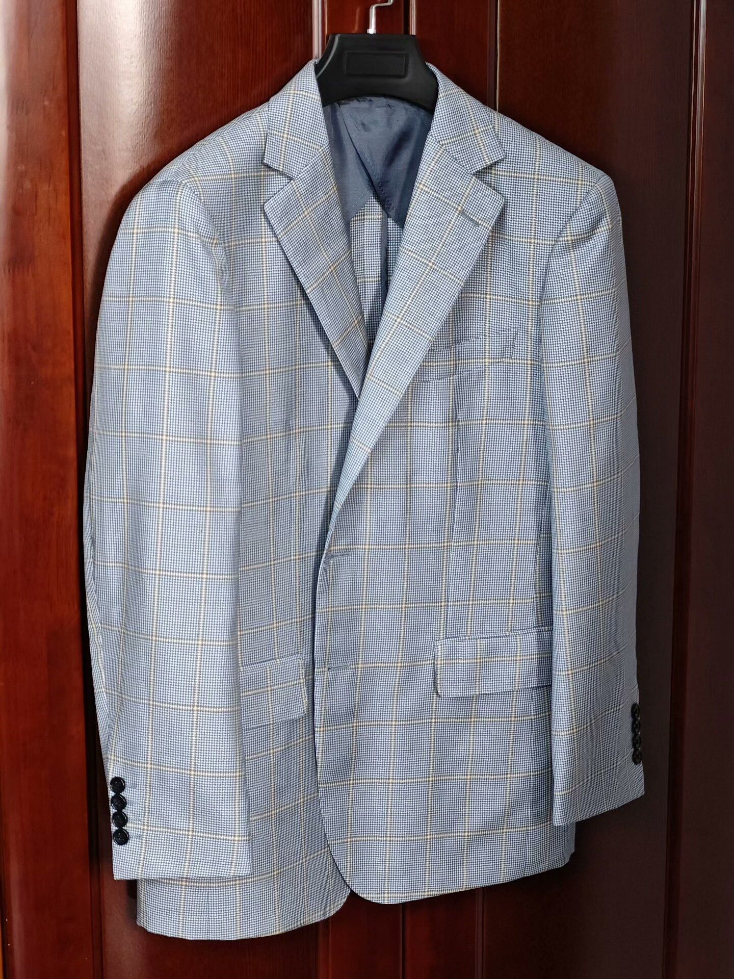 Ede & Ravenscroft Stylish Blue Check Wool-Silk Suit Size US M / EU 48-50 / 2 - 1 Thumbnail