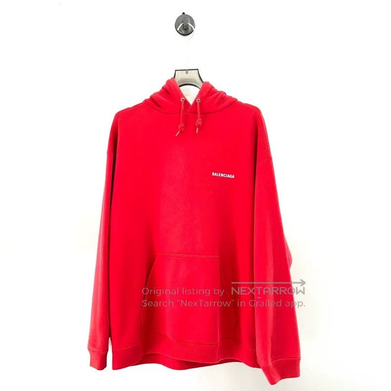 Balenciaga Balenciaga Red Hooded Sweatshirt Size US L / EU 52-54 / 3 - 1 Thumbnail