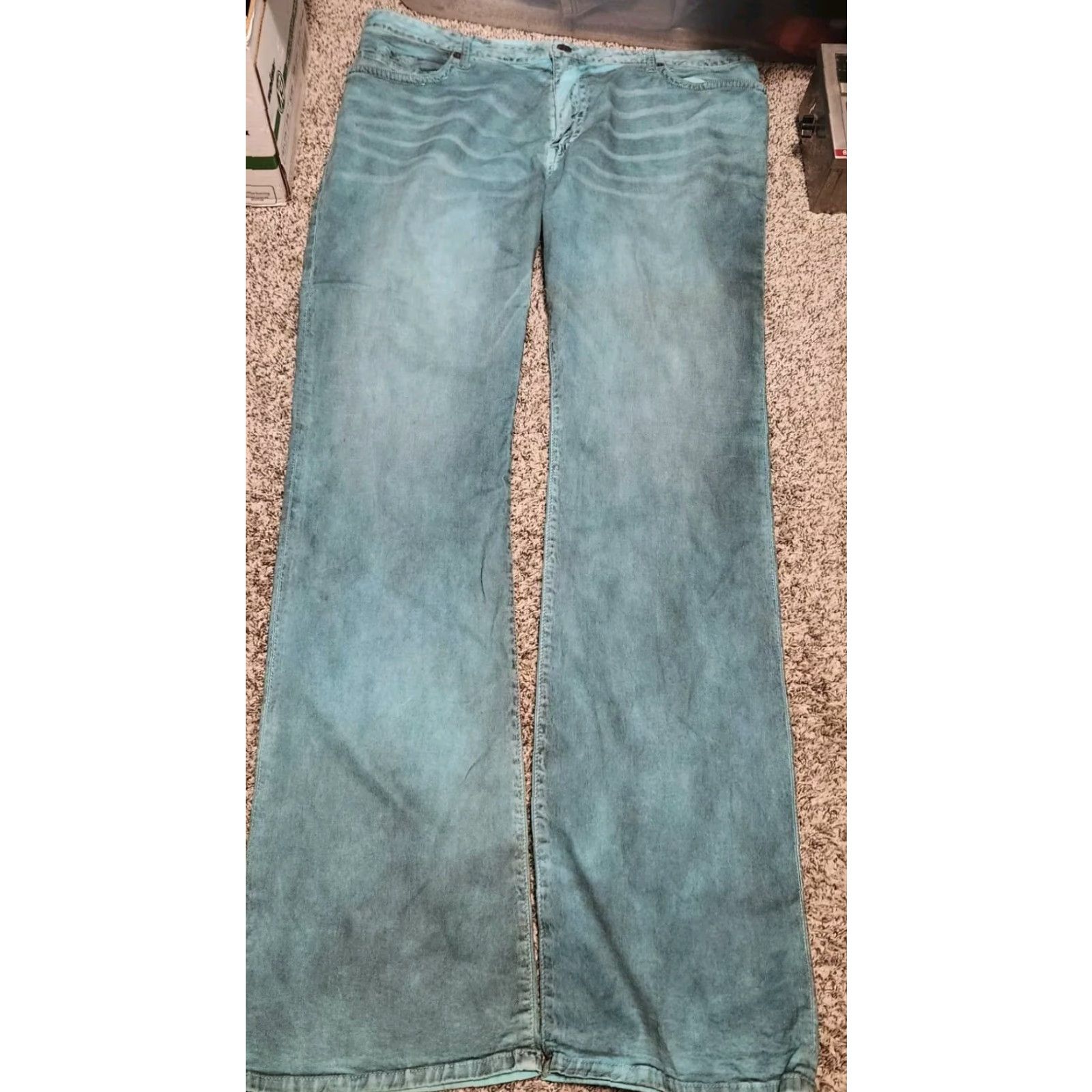 Vintage Robin Jeans Mens Blue Jeans Straight Leg 40x38 Long Flap Rhinestone Bling Size US 40 / EU 56 - 3 Thumbnail