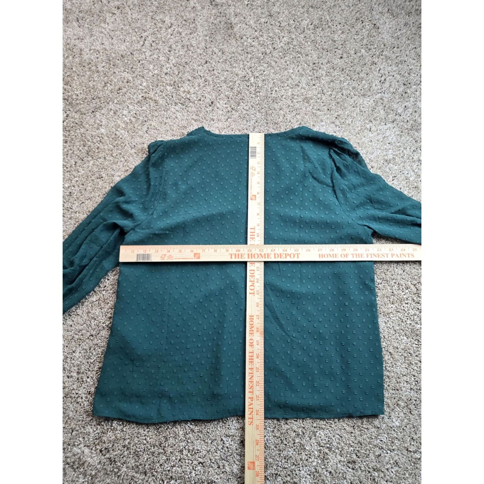 J.Crew J.Crew Blouse Womens L Green V Neck Long Sleeve Textured Polka Dot Top Size L / US 10 / IT 46 - 6 Thumbnail