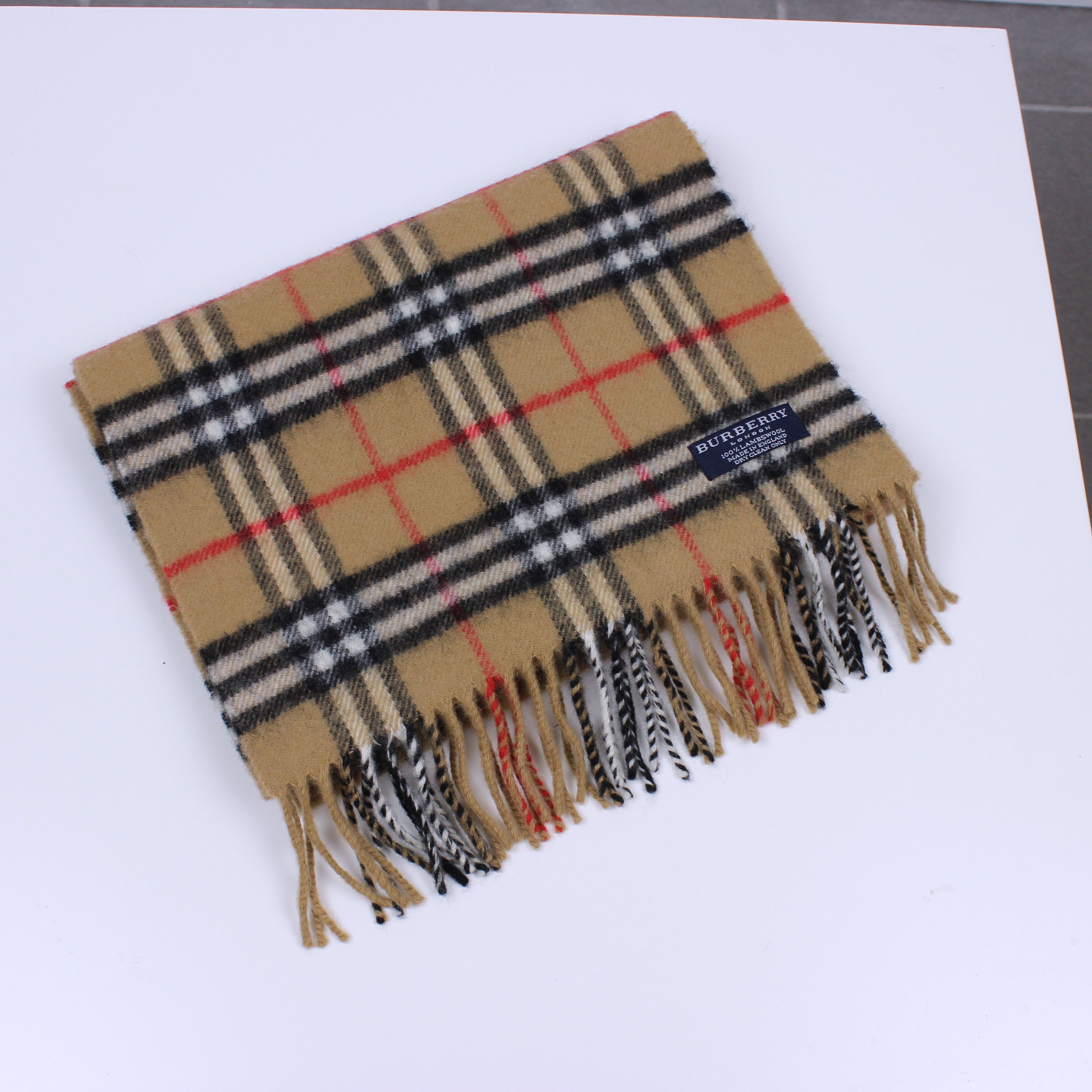 Burberry Burberry vintage scarf men pure lambswool beige Size ONE SIZE - 3 Thumbnail