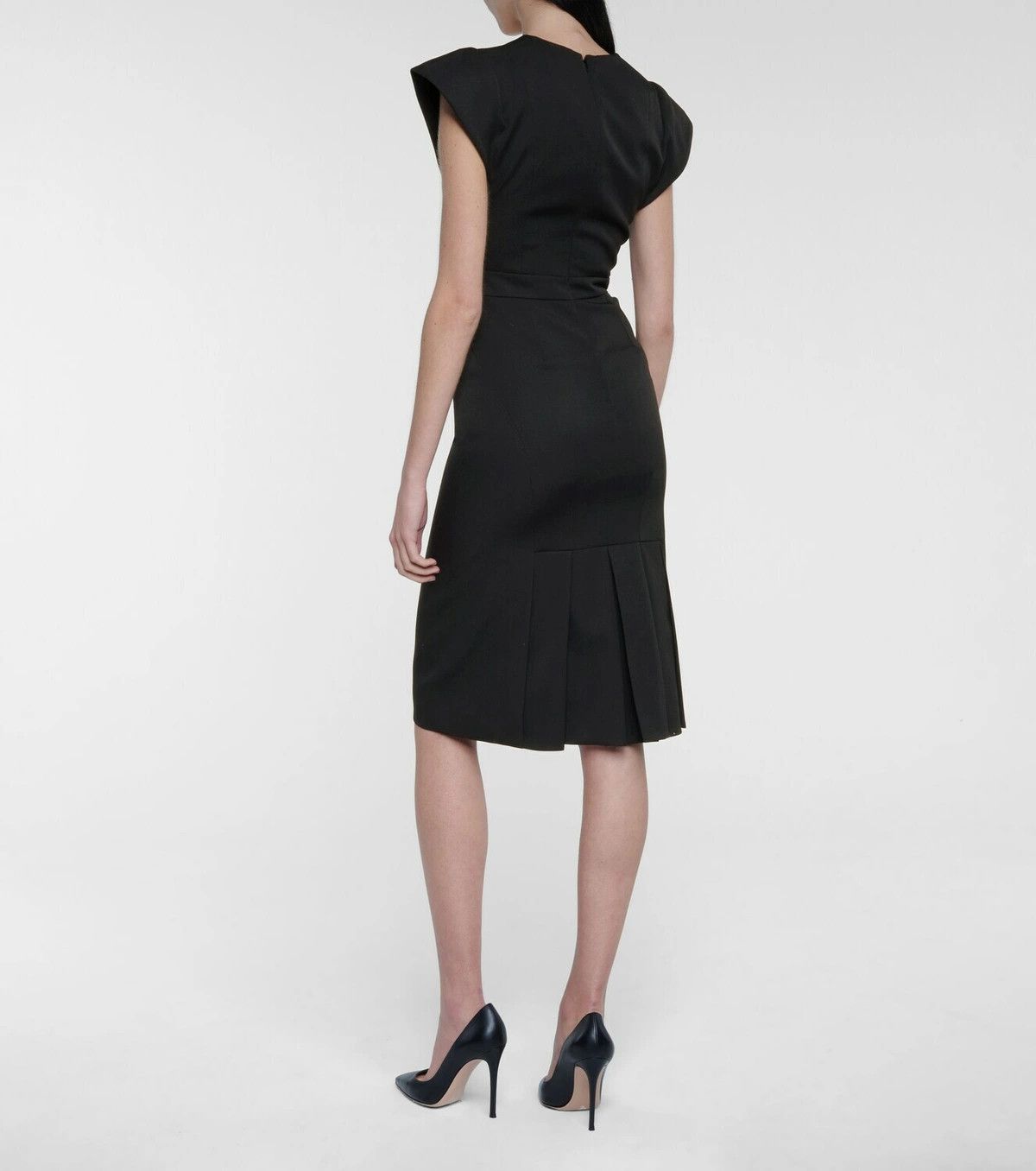 Alexander McQueen o1y0325 Midi Dress in Black Size S / US 4 / IT 40 - 3 Thumbnail