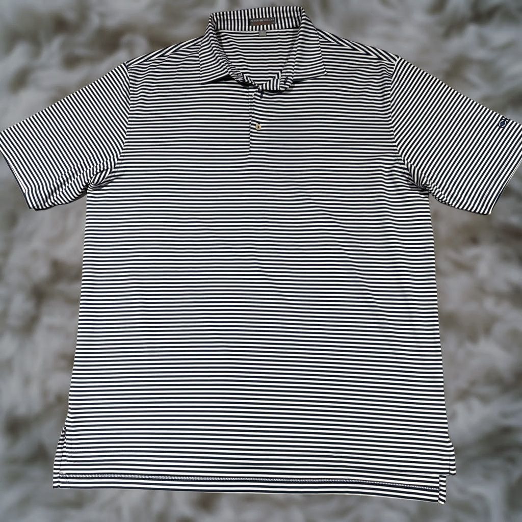 Peter Millar Peter Millar Summer Comfort Polo Shirt Mens XL Blue Stripe CBS Logo Golf Stretch Polo Shirt Size US XL / EU 56 / 4 - 1 Thumbnail