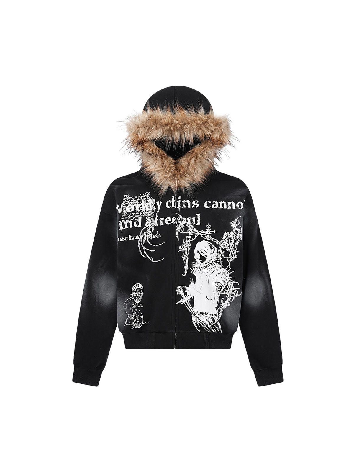 Japanese Brand Wasteland Style Cardigan Zip UP Fur Hooded Jacket Size M / US 6-8 / IT 42-44 - 1 Thumbnail
