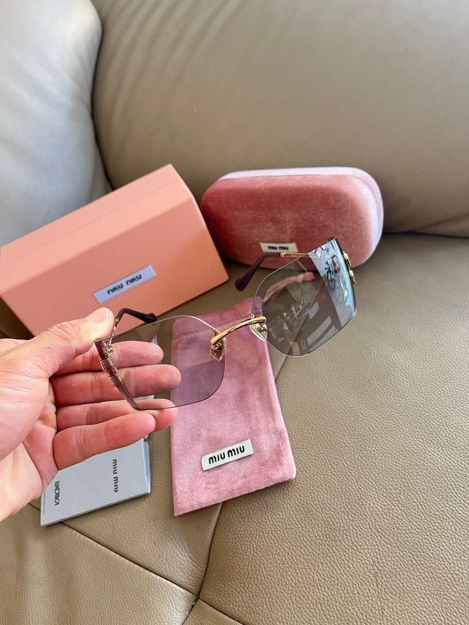 Miu Miu Miu Miu 54YS gold Sunglasses with Smoke Gradient Lenses Size ONE SIZE - 2 Thumbnail