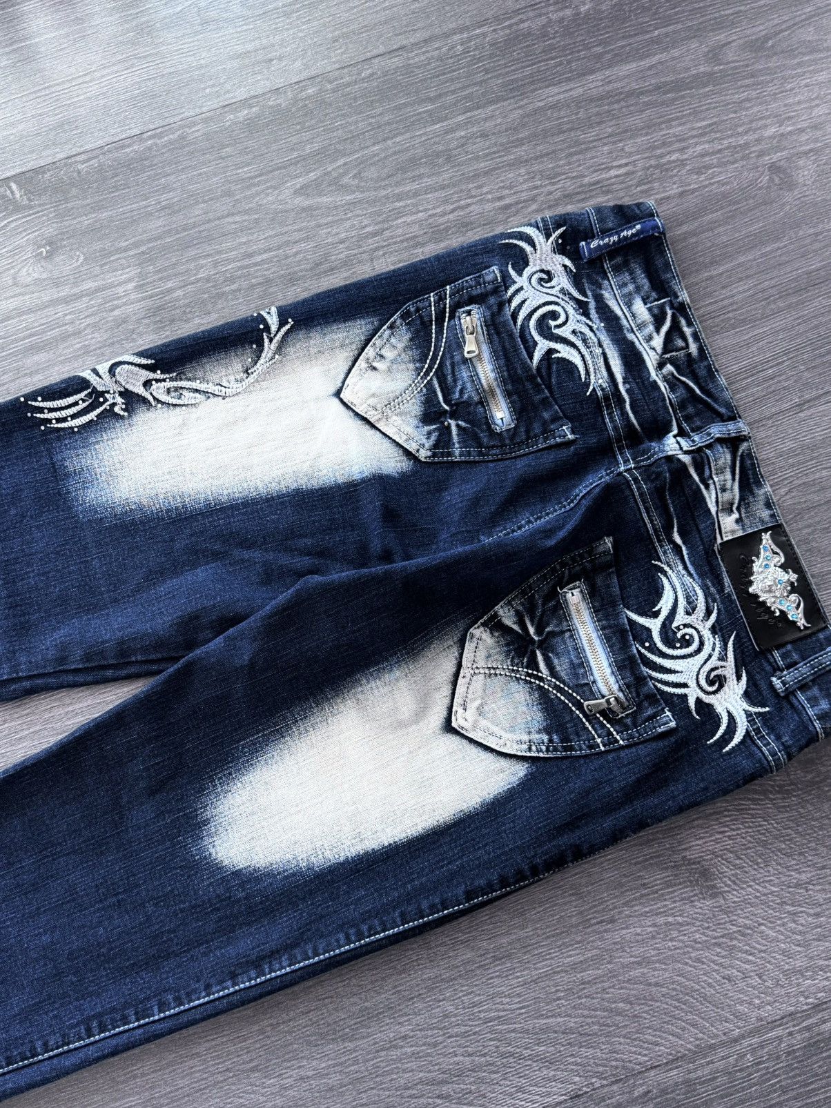 Japanese Brand Y2K Vintage Crazy Age Graphic Flared Jean Size 32" / US 10 / IT 46 - 6 Thumbnail