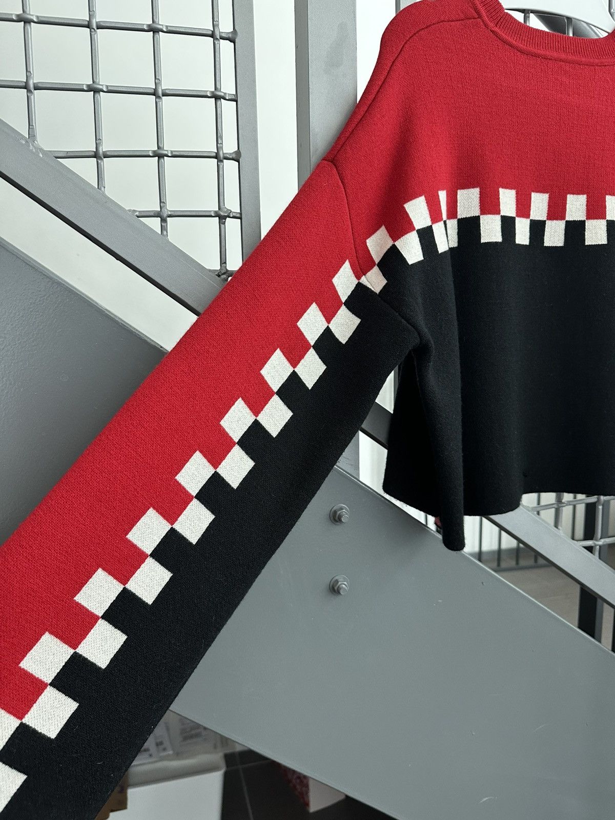 Opening Ceremony Opening Ceremony Red/Blck Checker Wool Knit Crewneck Sweater Size L / US 10 / IT 46 - 6 Thumbnail