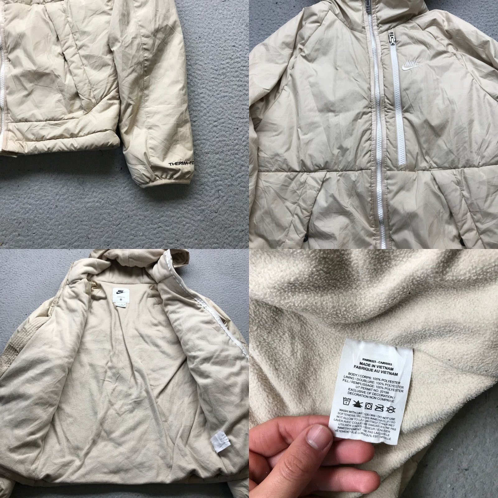 Nike Nike Sportswear Therma‑FIT Legacy Hooded Jacket Mens XS Beige DD6857‑206 Size US XS / EU 42 / 0 - 8 Thumbnail