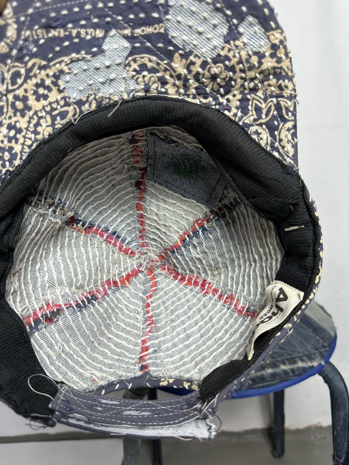 Handmade Custom Made Distressed Paisley Patchwork Boro hats Size ONE SIZE - 12 Thumbnail