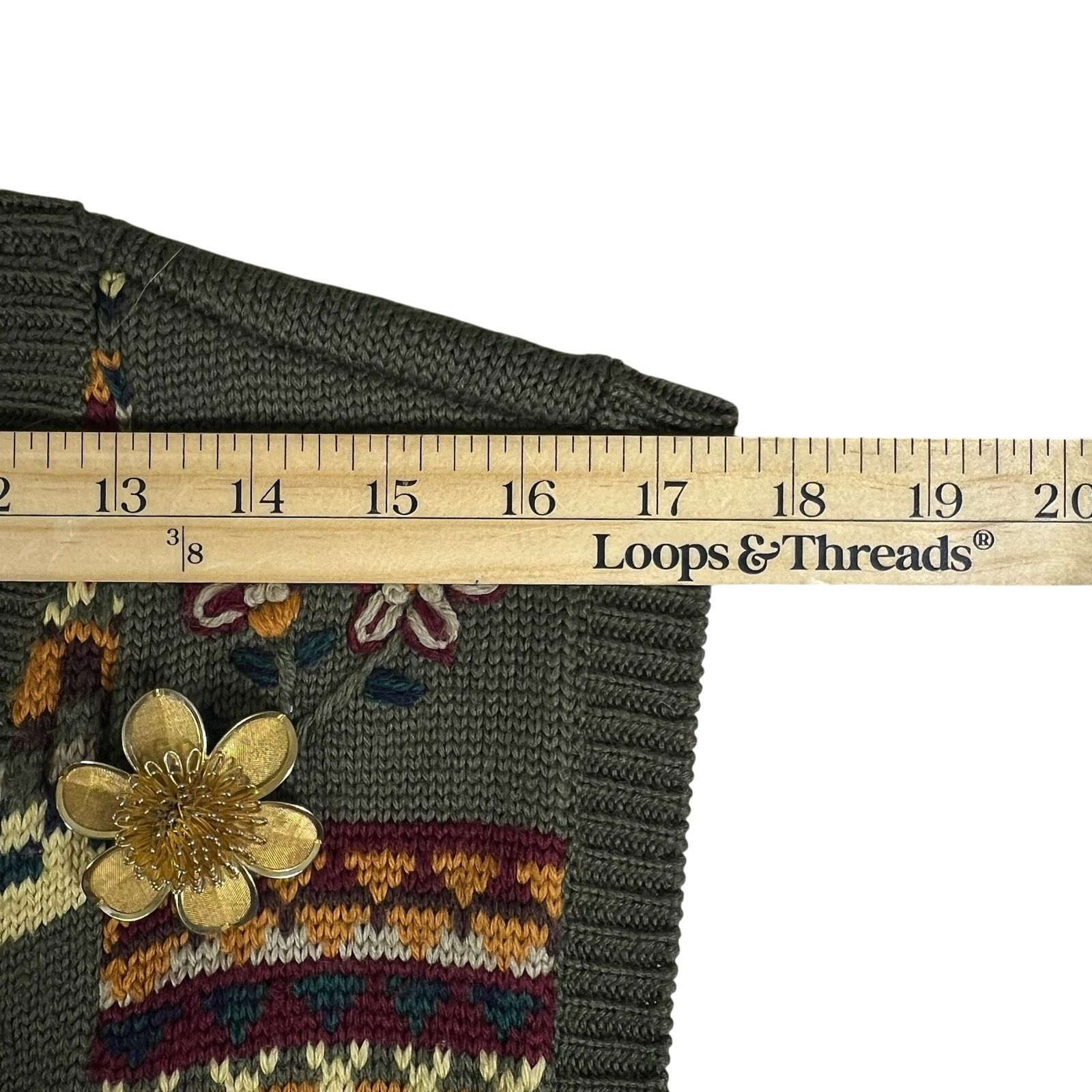 Vintage Vintage Embroidered Knit Vest XL Olive Floral Granny Cottage Size XL / US 12-14 / IT 48-50 - 11 Thumbnail